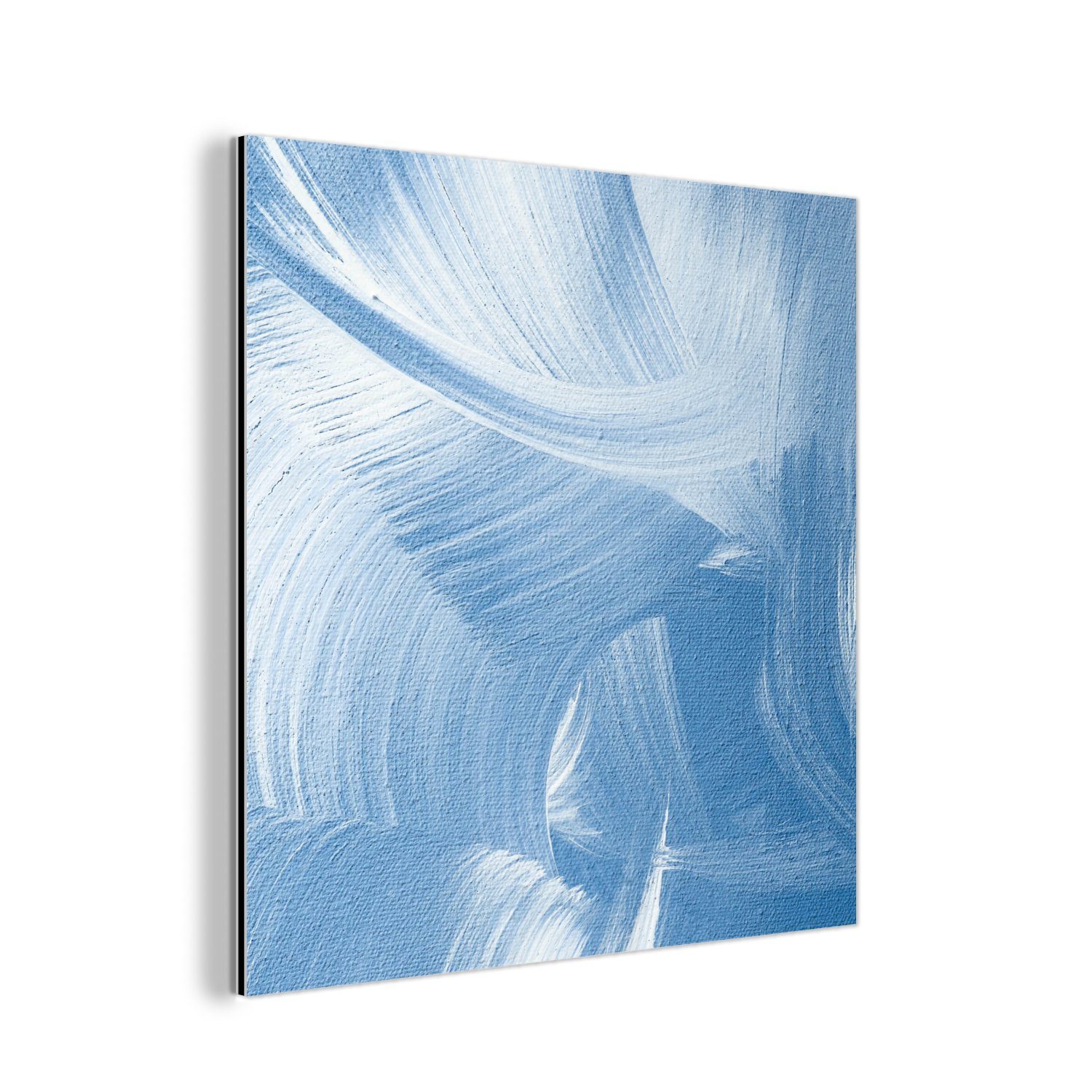 MuchoWow Metallbild Acrylfarbe - Blau - Design, (1 St), Alu-Dibond-Druck, Gemälde aus Metall, Aluminium deko