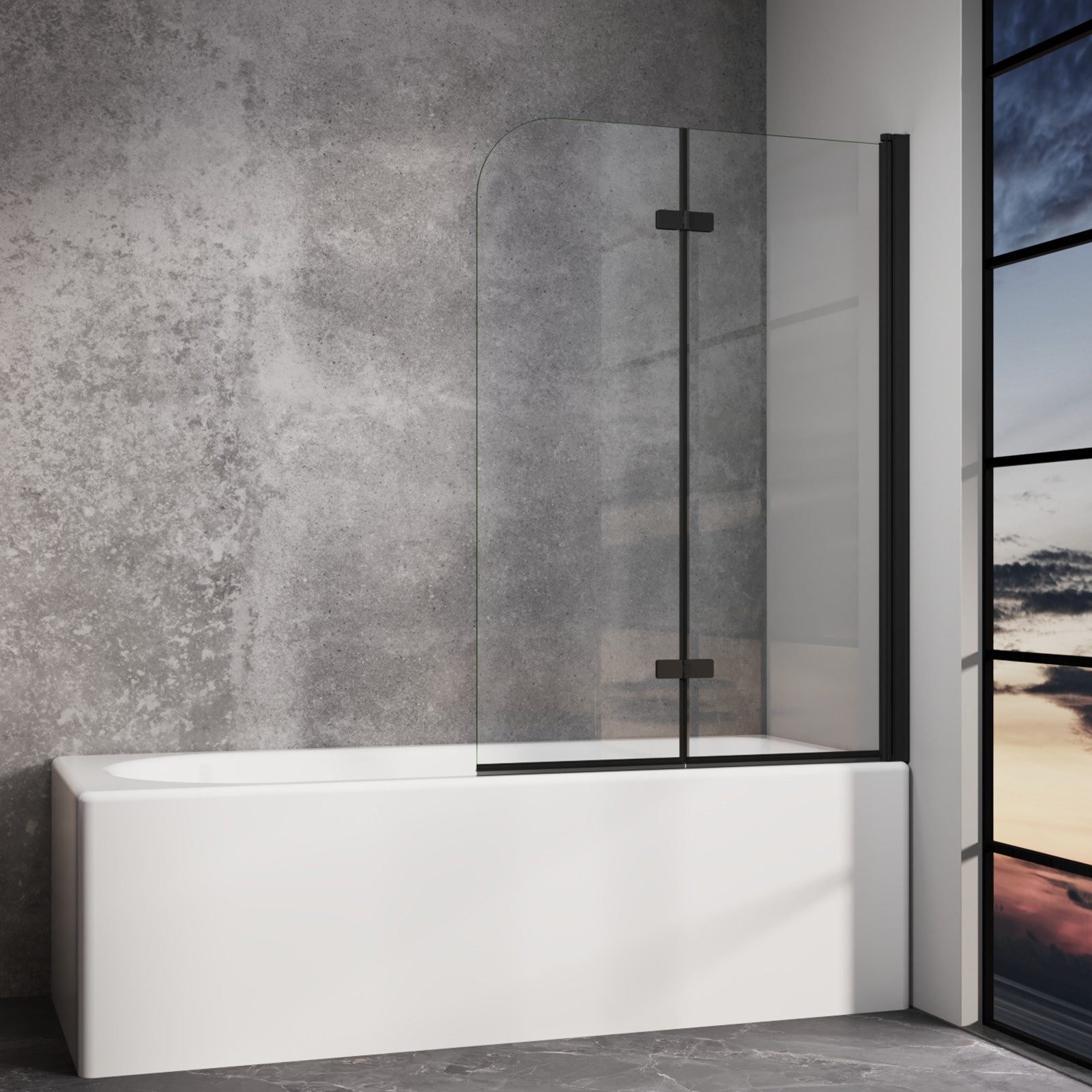 IMPTS Badewannenaufsatz Duschwand für Badewanne Badewannenfaltwand Faltbar 100-140cm, Glas Alu, (Set, 2 tlg), Duschabtrennung für Badewanne