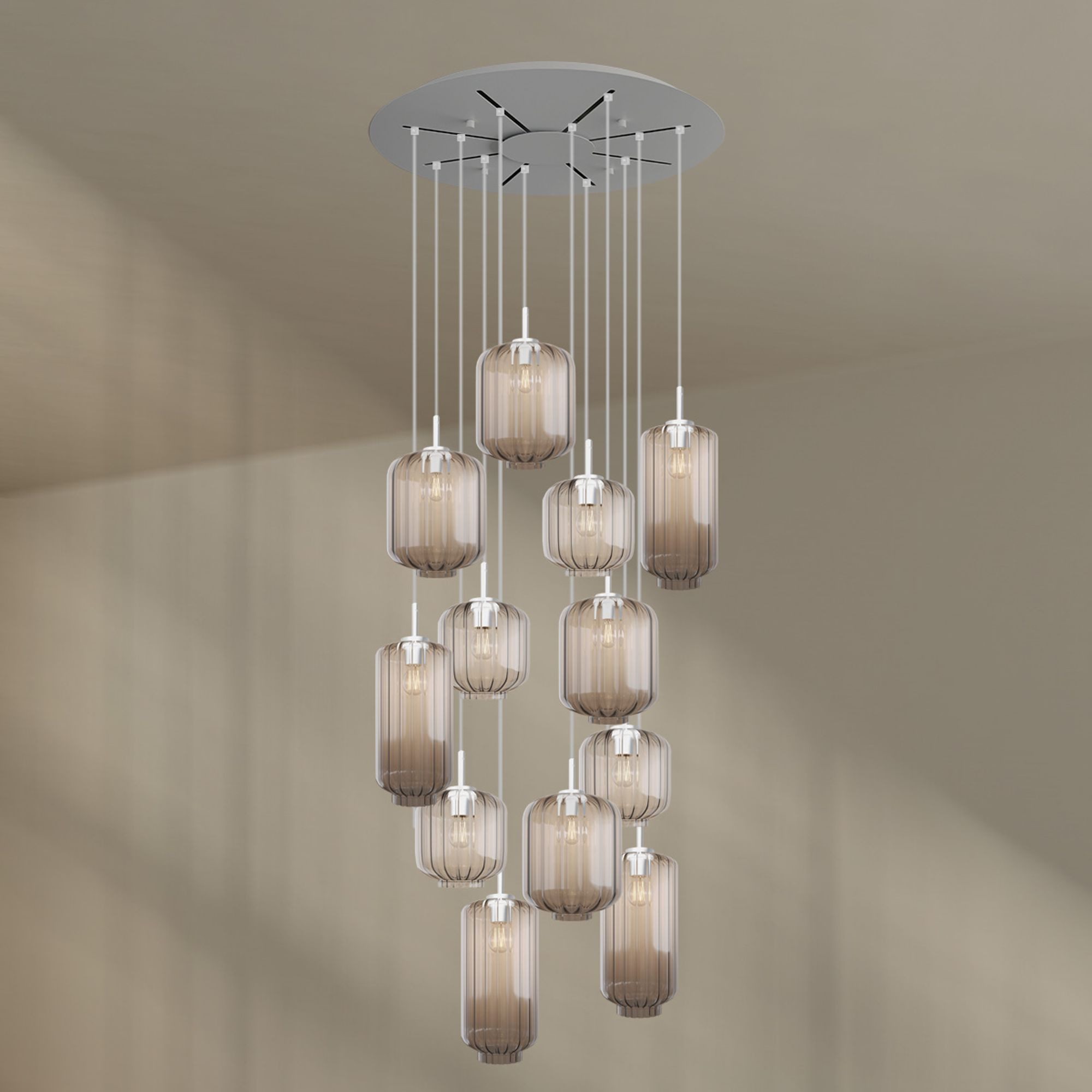 s.luce Pendelleuchte Velo Galerieleuchte 12-flg Ø80cm Baldachi Ø18/20/25cm Klar