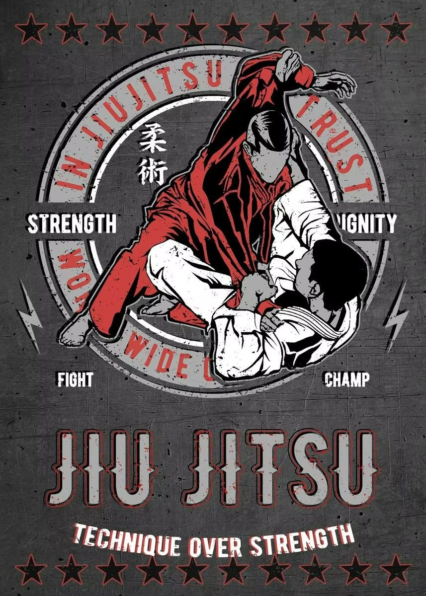 TPFLiving Kunstdruck (OHNE RAHMEN) Poster - Leinwand - Wandbild, Kampfsport-Werbedesign Muay Thai Judo Karate Taekwondo Leinwand (Leinwandbild XXL), Farben: Rot, Schwarz, Weiß, Gelb, Blau - Größe: 20x30cm