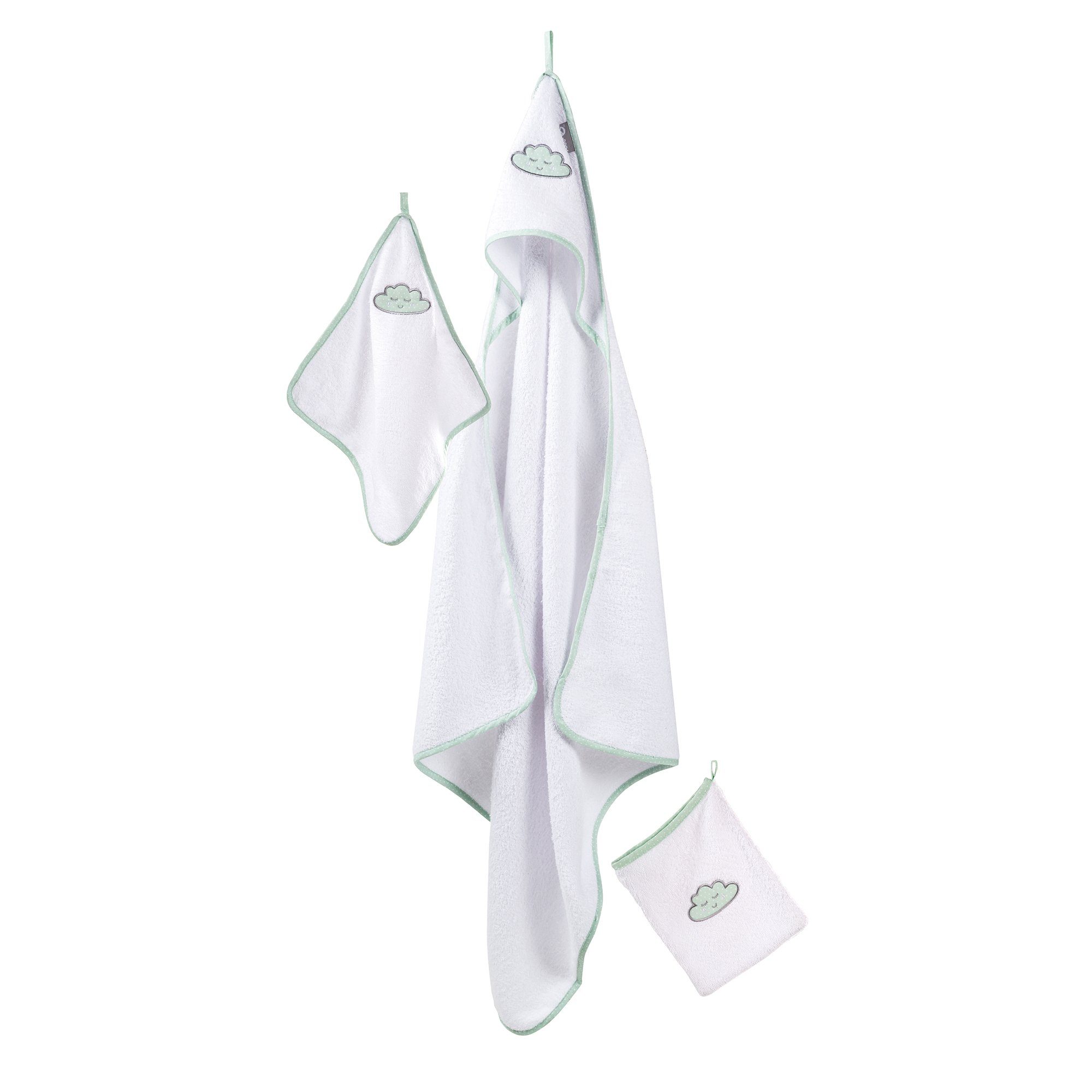 roba® Neugeborenen-Geschenkset Frottee 3-teilig Kapuzenhandtuch, Handtuch & Waschlappen