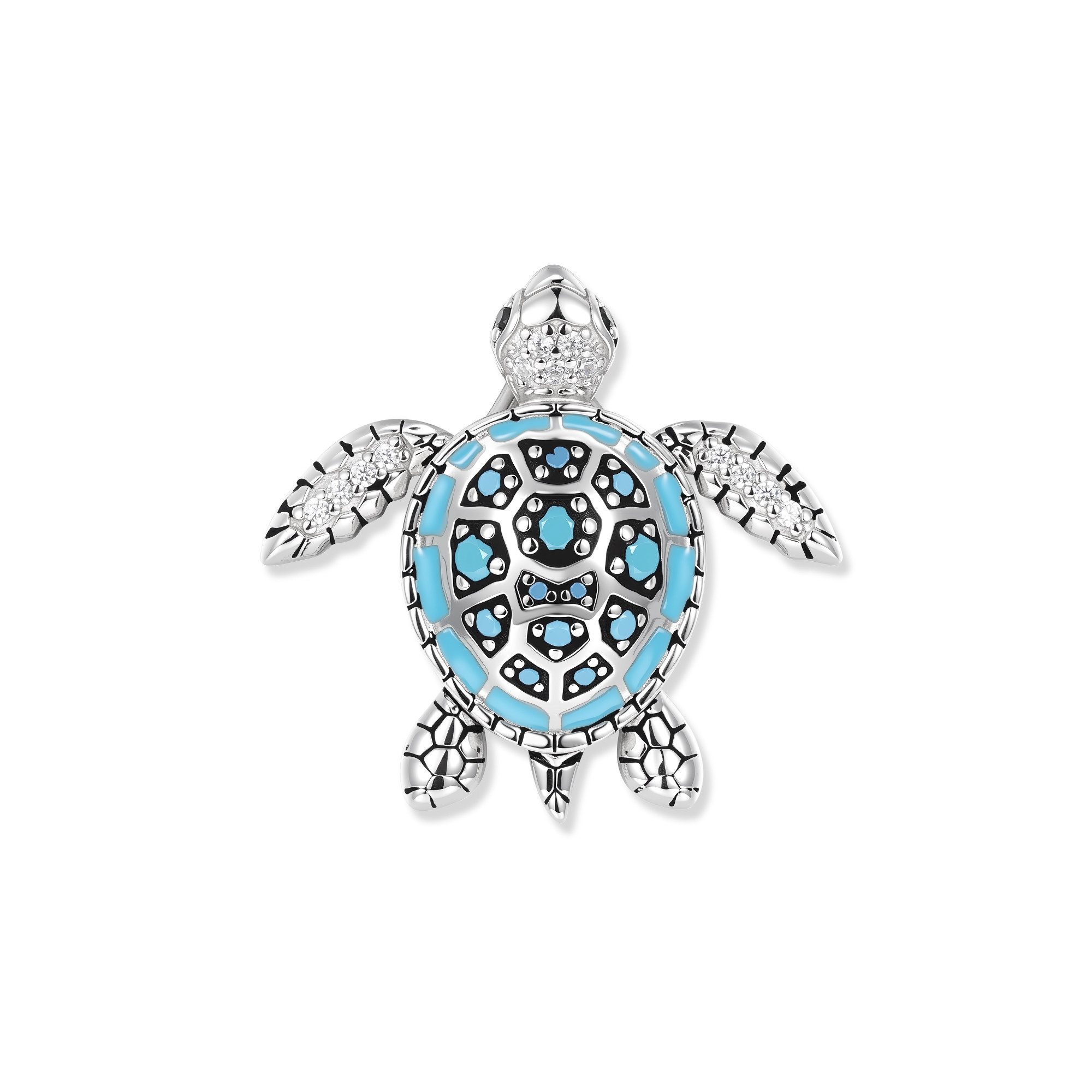 Seinerzeit FLORA & FAUNA Kettenanhänger Sheela Aqua Schildkröten Anhänger, Schmuck aus 925 Sterling Silber (Von der faszinierenden Welt der Ozeane und der maritimen Schönheit des Meeres inspirierter Damenschmuck – ein besonderer Begleiter im Alltag und zu besonderen Anlässen, 1-tlg., inkl. Geschenkverpackung für Frauen ob Freundin, Mutter, Ehefrau, Oma), rhodiniert, geschwärzt, mit Emaille und Zirkonia-Steinen
