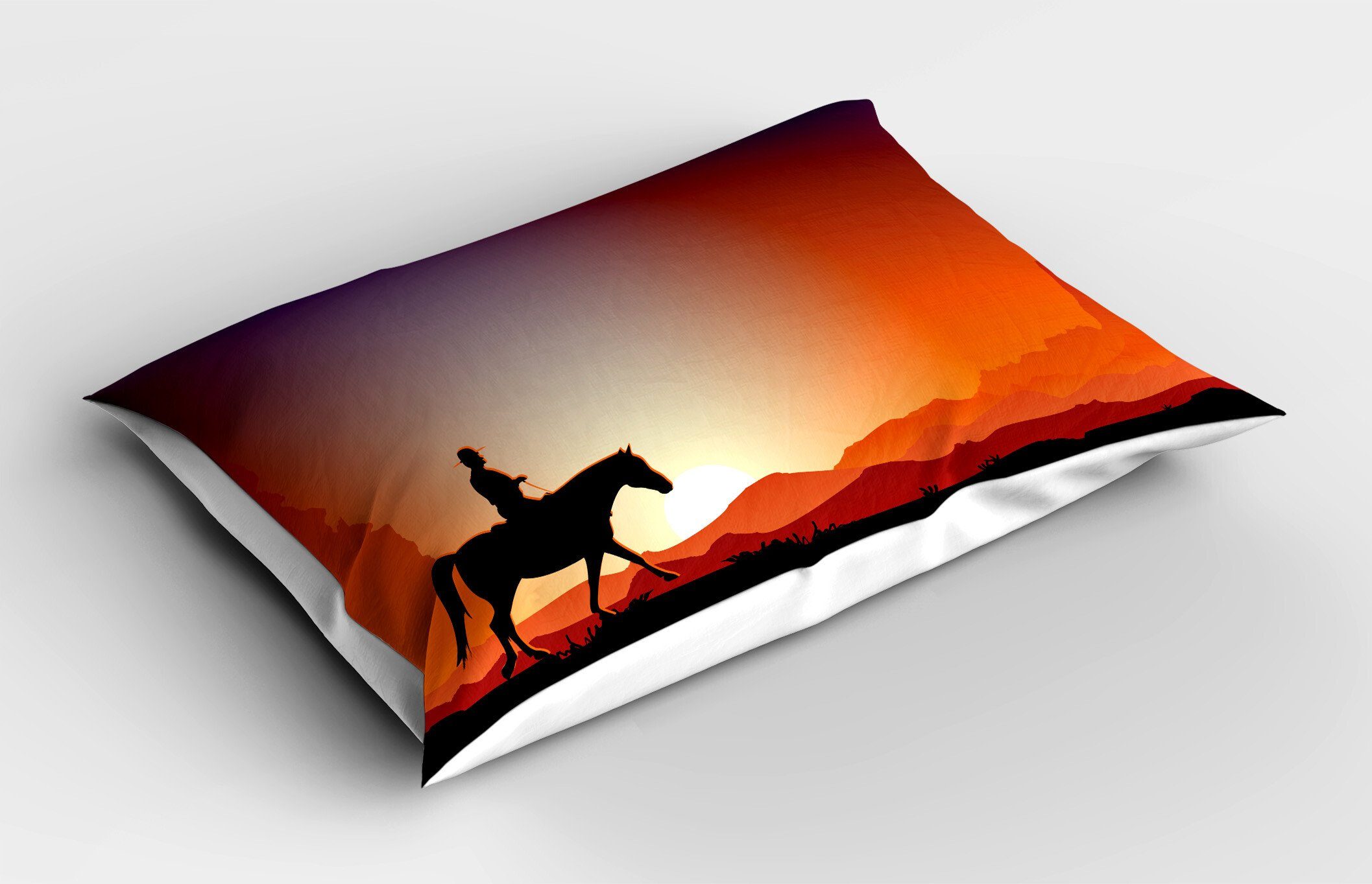 Stück), Pferd Western Cowboy Size an einem (1 der Gedruckter Abakuhaus Dekorativer Queen Wüste Kissenbezüge Kopfkissenbezug, auf