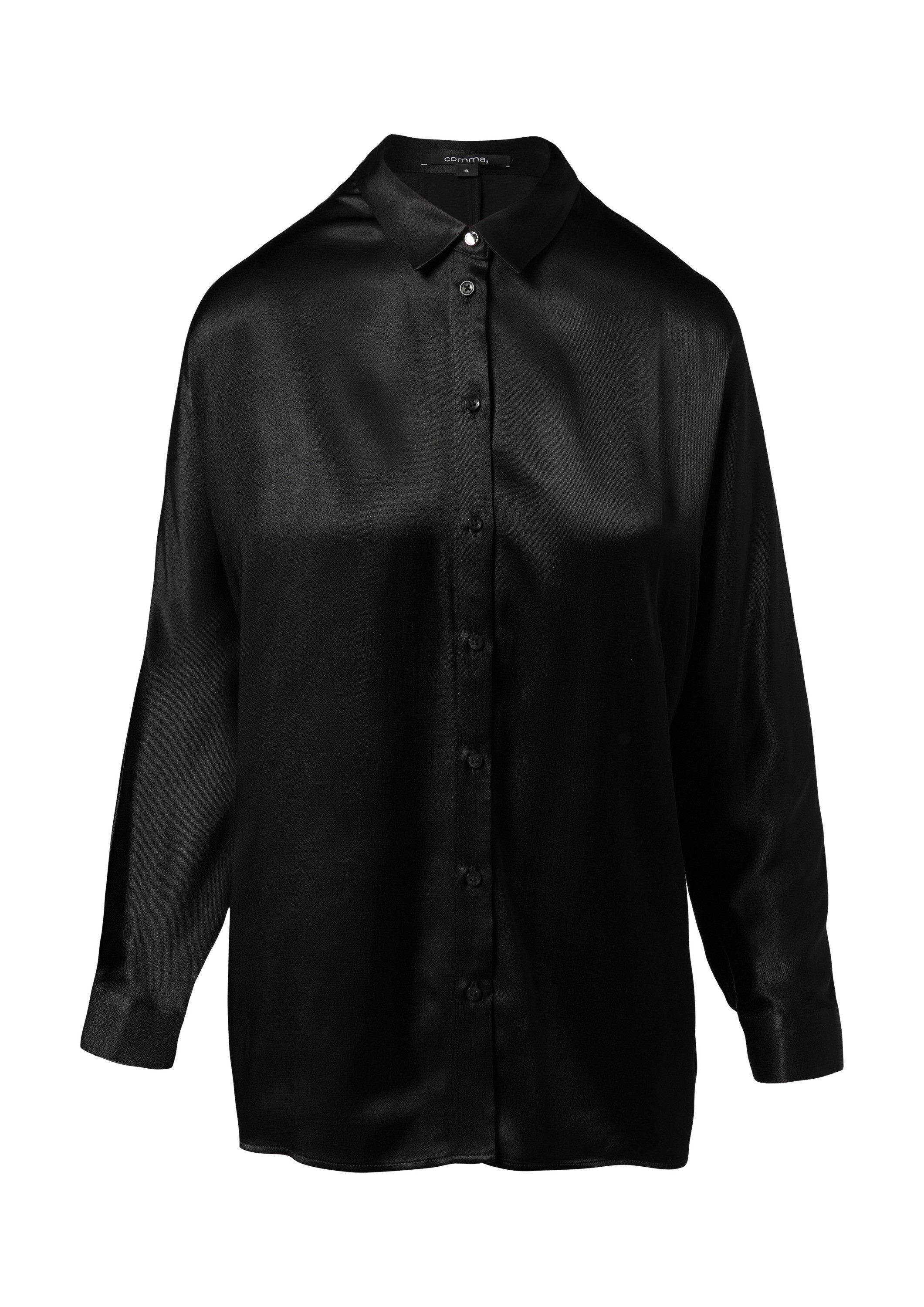 comma Langarmbluse Bluse Lange Satinbluse mit Fledermausärmeln