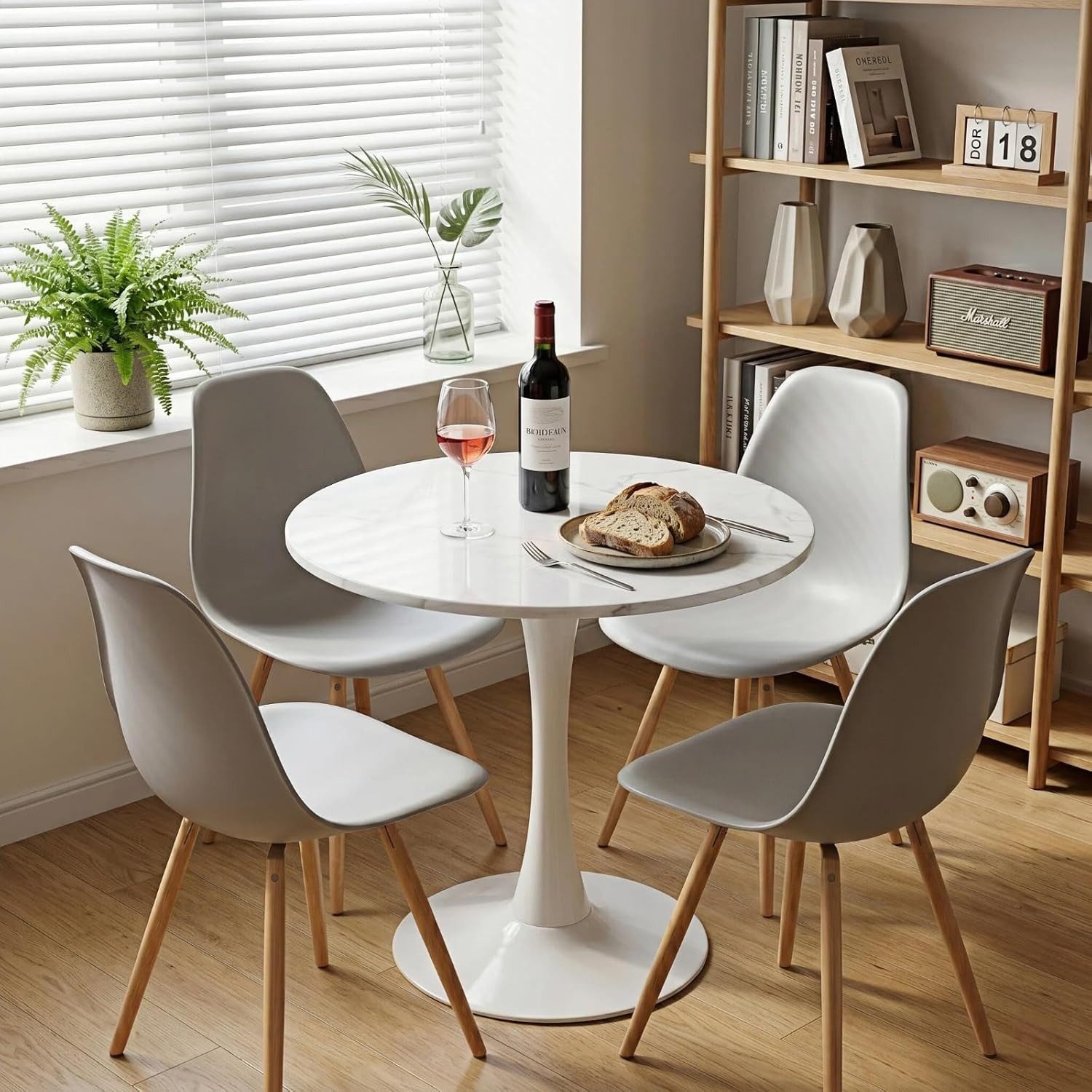 GLP Esstisch Runder Esstisch mit Sinterstein Tischplatte in Marmoroptik, 70 cm Ø (Gestell aus Metall, kratzfest und hitzebeständig), für kleine Räume und Apartm – Bild 3 von 5