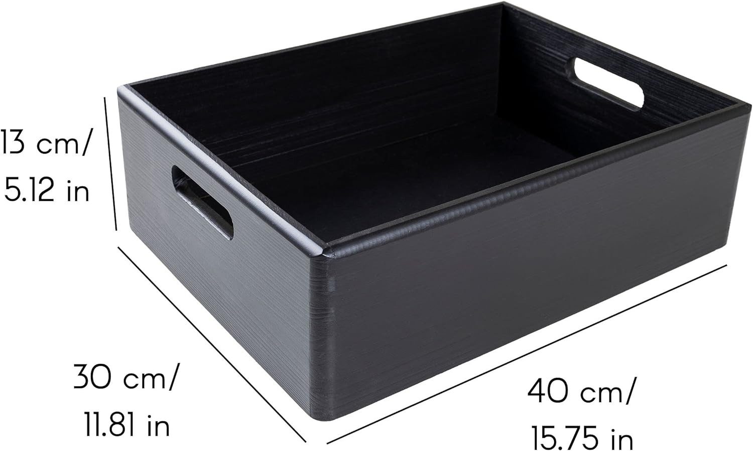 Creative Deco Holzkiste XXL Obstkiste Korb 40x30x13cm (1cm) mit Griffen ohne Deckel, mit Griffen, ohne Deckel