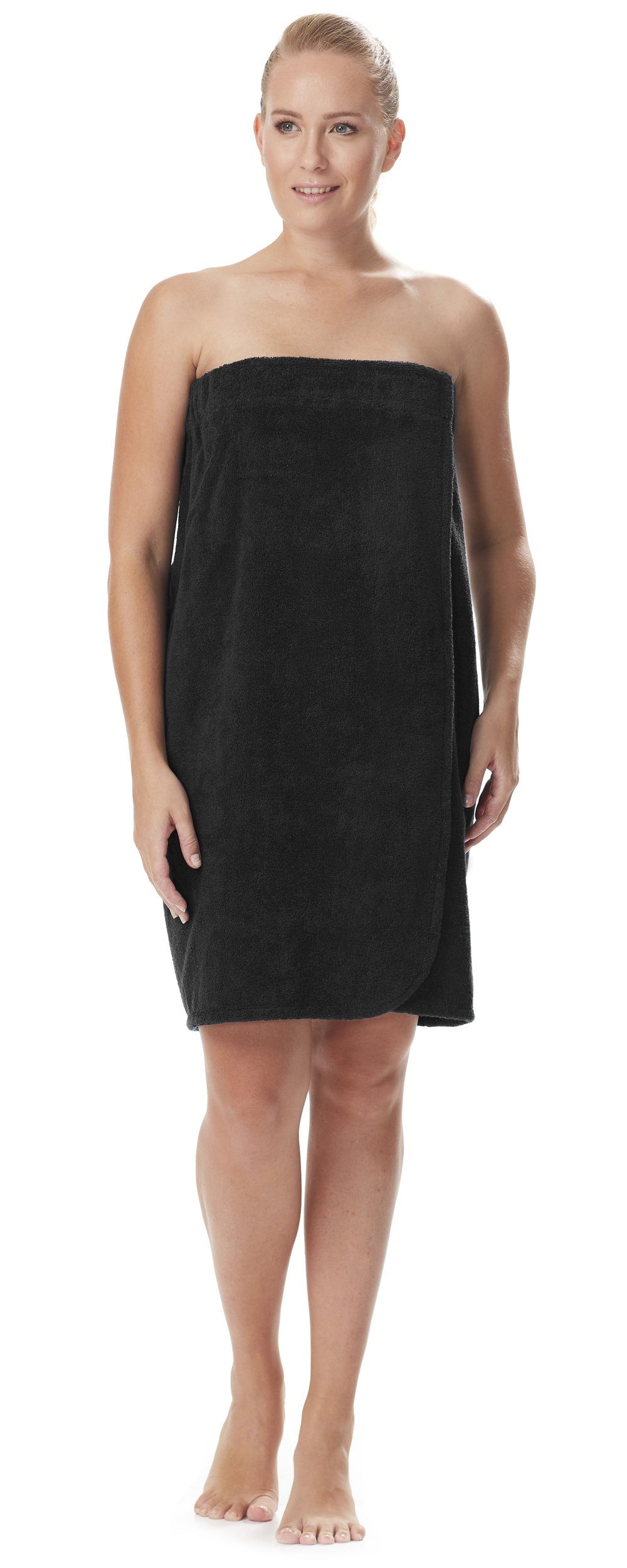 Arus Kilt Saunakilt Damen – knielang mit Gummizug & Klett, für Wellness & Spa, 100% Baumwolle, Gummizug, Tasche, Klettverschluss, mit Gummizug und Klettverschluss, knielang, 100% BIO-Baumwolle