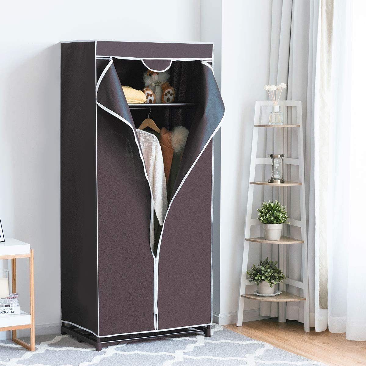 COSTWAY Stoffschrank Keiderschrank mit Kleiderstange, 172x74x50cm günstig online kaufen