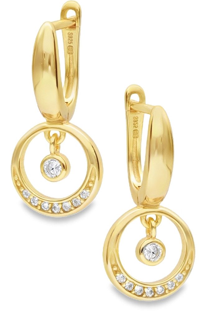 Paar Creolen kleine runde Ohrringe 925 Silber 18k Gold vergoldet Frauen Damen