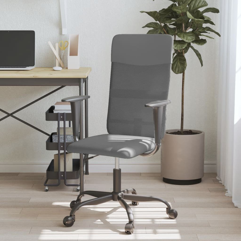 furnicato Bürostuhl Grau Höhenverstellbar und Netzstoff Kunstleder