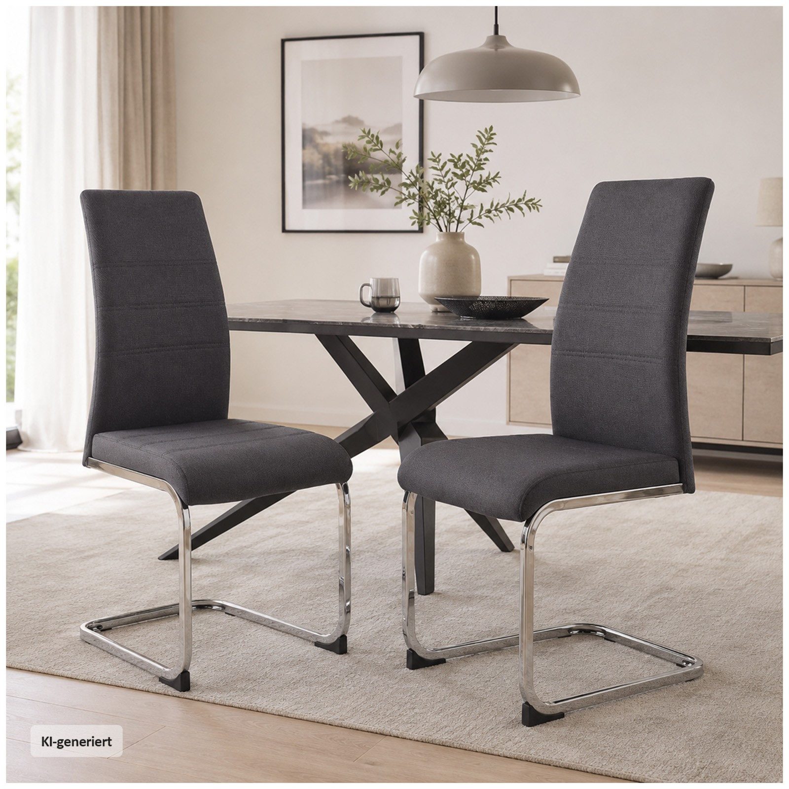HTI-Line Freischwinger Schwingstuhl SallyC Grau 2er (Set, 2 St), Freischwinger Esszimmerstuhl