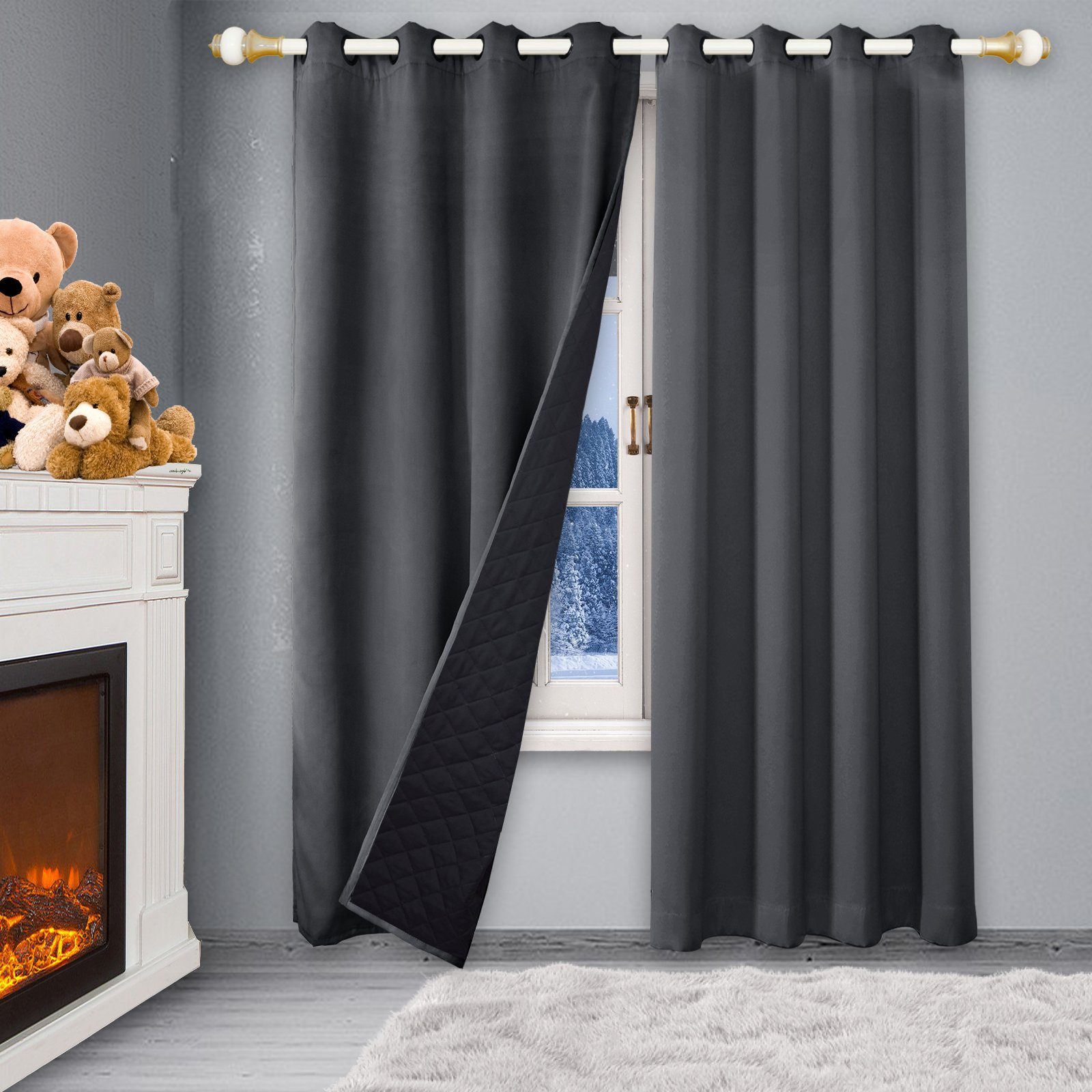 BTTO V&G Gardine Kälteschutz Vorhang Blickdicht Gardinen,Thermovorhang mit Ösen (1 St), Verdunklungsvorhänge,Wohnzimmer Schlafzimmer Gardinen