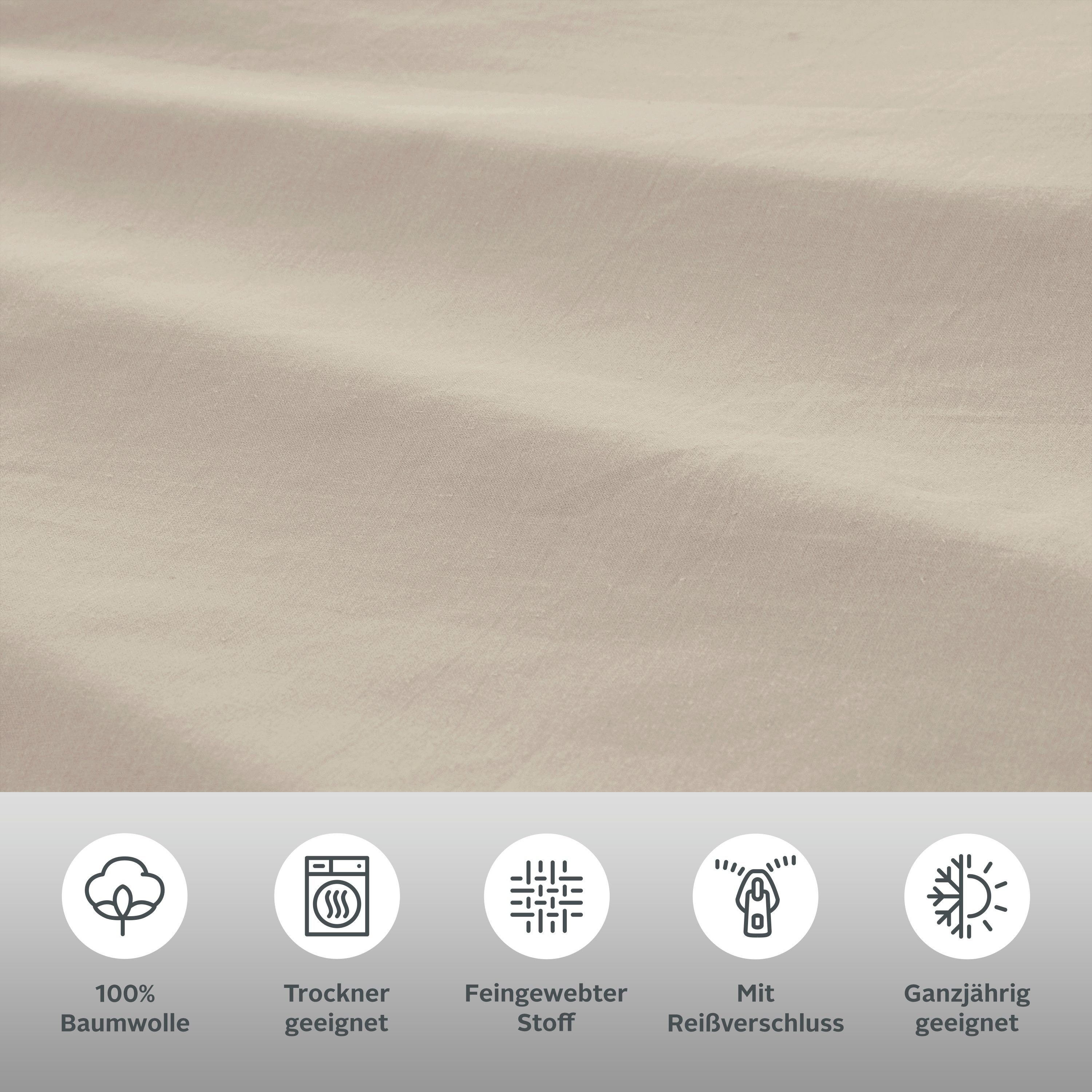 LeGer Home by Lena Gercke Bettwäsche Anisa in Gr. 135x200, 155x220 cm oder 200x200, Renforcé, 2 teilig, Bettwäsche aus Baumwolle, unifarbene Bettwäsche mit Reißverschluss