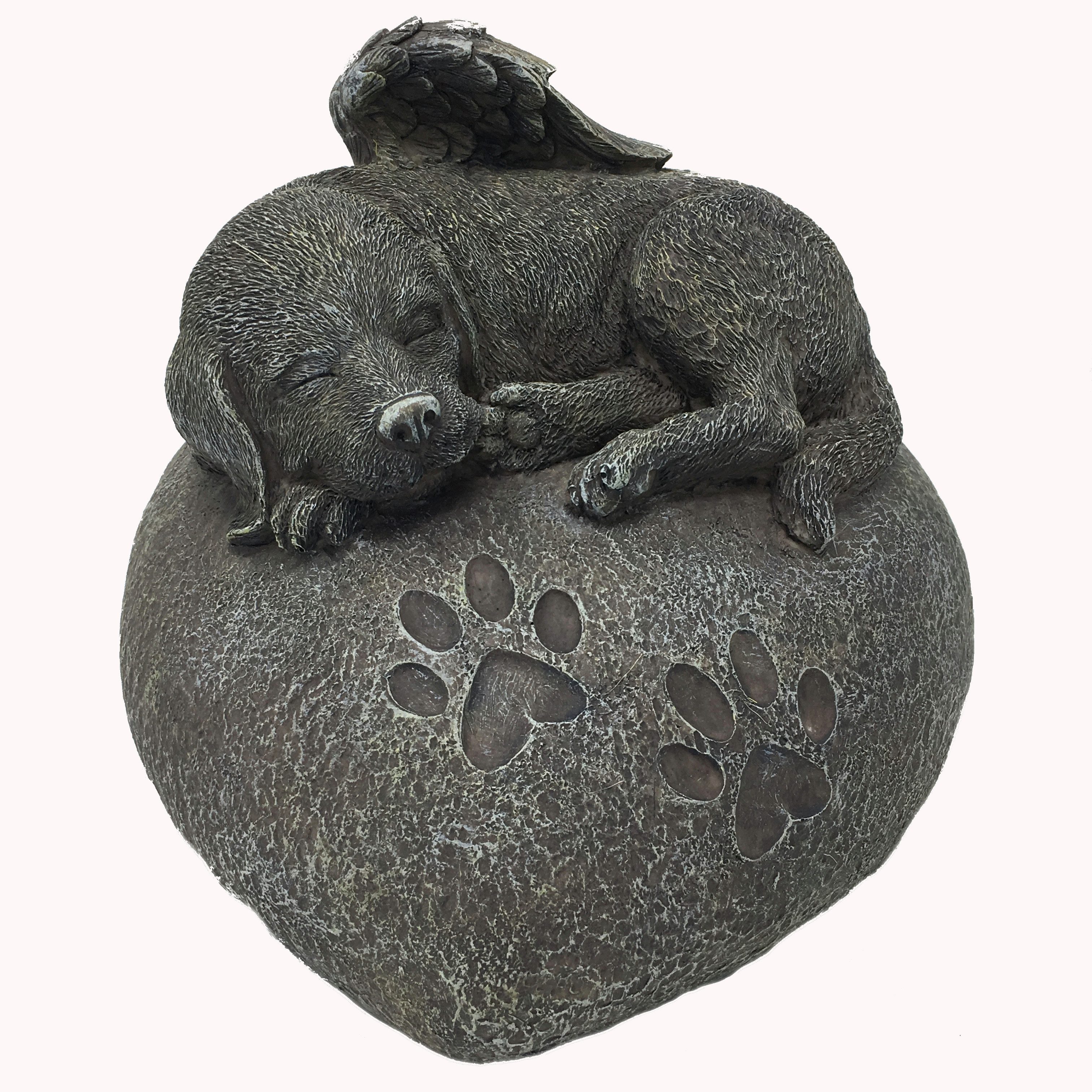 MystiCalls Dekofigur Hunde Urne grau als Hunde-Engelfigur auf Herz, Tierurn günstig online kaufen