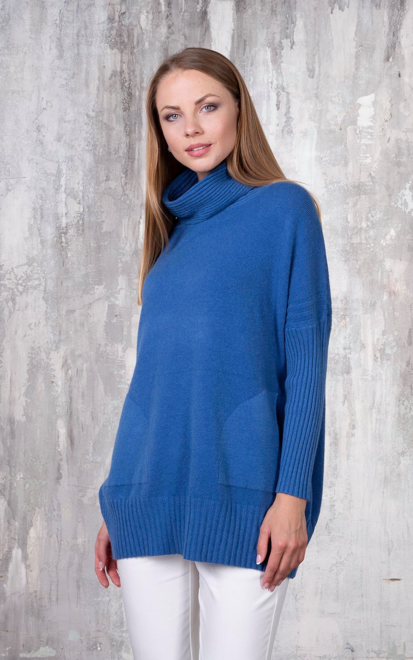 Passioni Rollkragenpullover Lang mit Vordertaschen günstig online kaufen