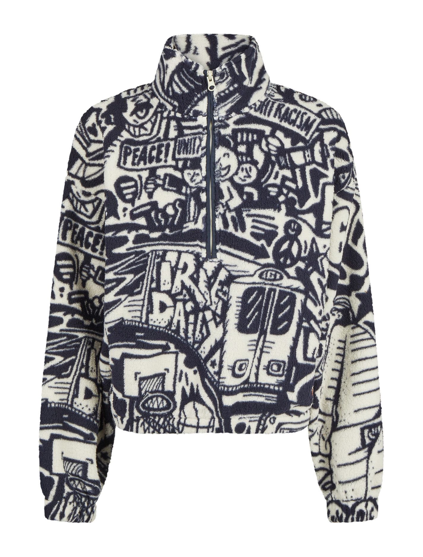 iriedaily Troyer weicher Fleecepullover mit Allover-Print für Damen