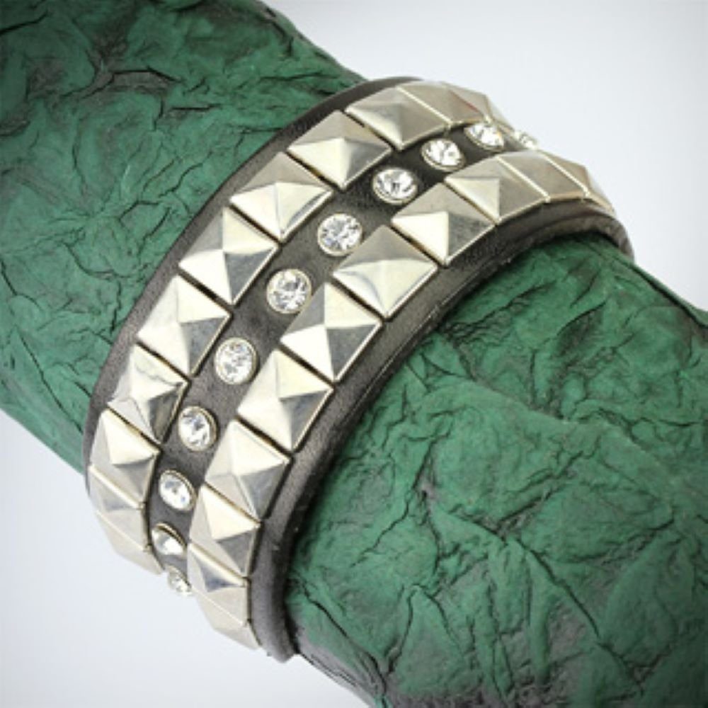 Armband Unisex Strass Nieten Armband Kunstleder Bauchketten Set schwarz und (1-tlg), Fußketten BUNGSA und Unisex aus