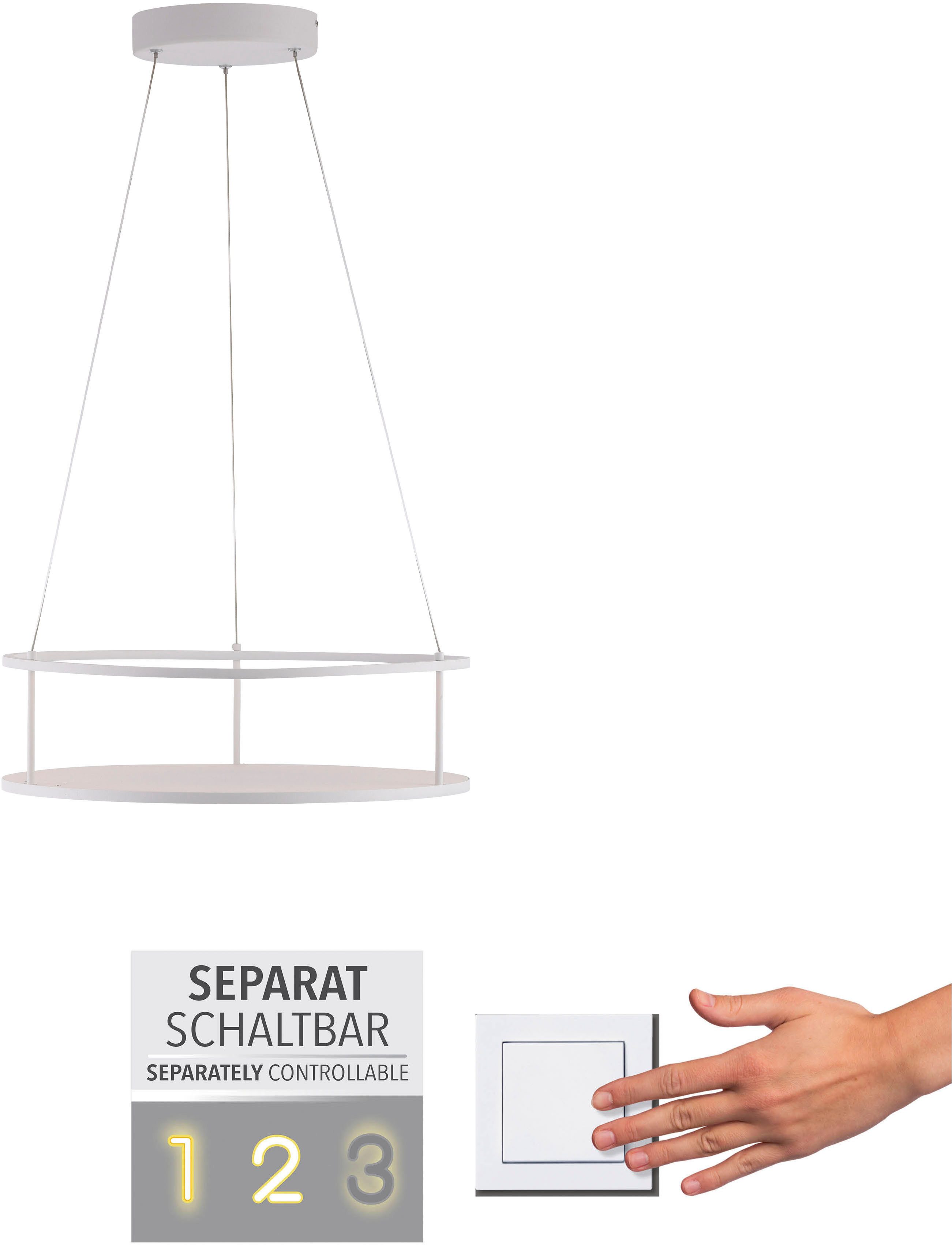 Paul Neuhaus LED Pendelleuchte CONNI, Memoryfunktion, getrennt schaltbar, LED fest integriert, Warmweiß, Touchdimmer, separat schaltbar, Memoryfunktion, Deko-Ablagefläche