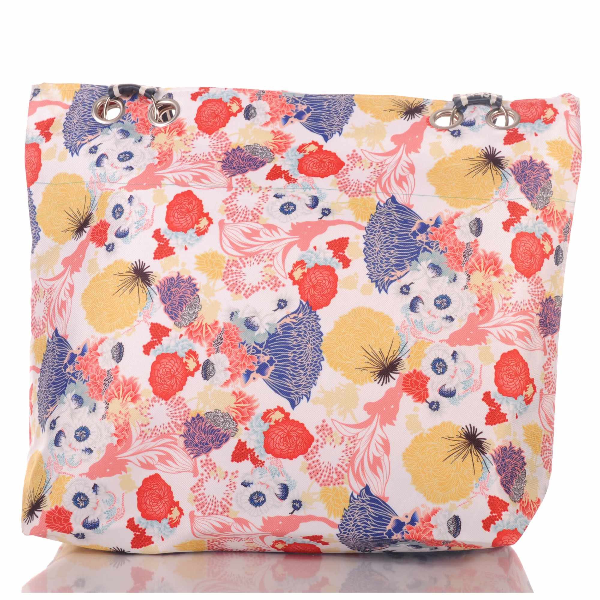 Umhängetasche Strandtasche mit Reißverschluss und floralem Design 30718