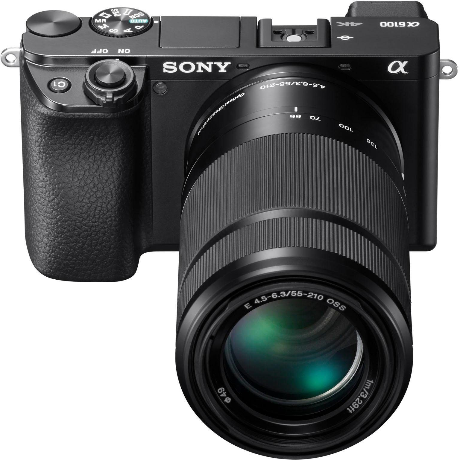 Sony Alpha 6100 Kit Systemkamera SELP1650 Bluetooth, WLAN 24,2 SEL55210, MP, (SELP1650, (Wi-Fi) SEL55210 mit + NFC