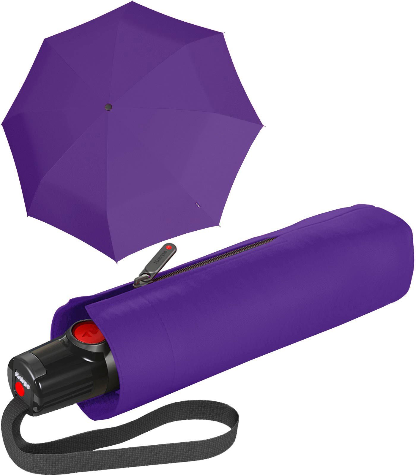 Knirps® Taschenregenschirm T.100 Duomatic mit Auf-Zu-Automatik, kleiner Automatikschirm für die Handtasche violett