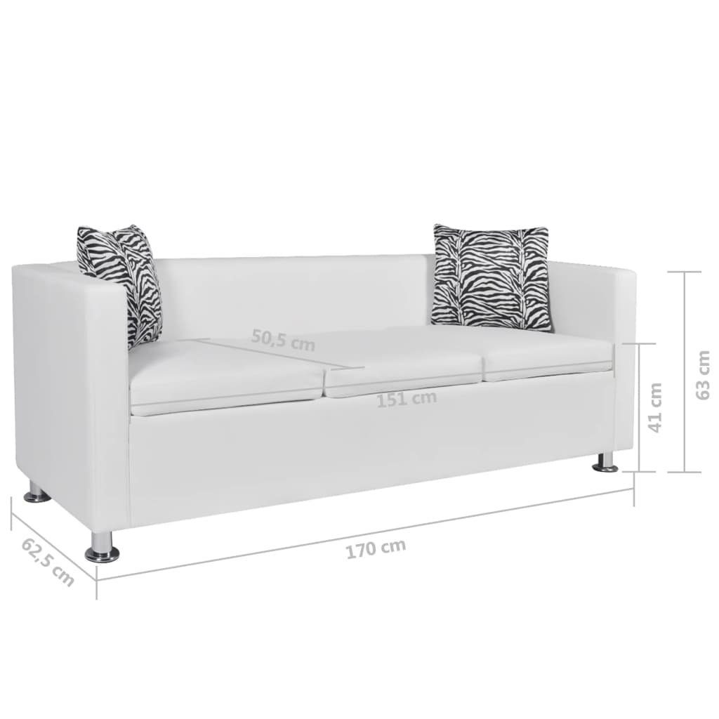 Kunstleder Sofa 3-Sitzer-Sofa Weiß Couch vidaXL