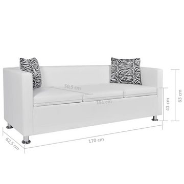 vidaXL Sofa 3-Sitzer-Sofa Kunstleder Weiß Couch