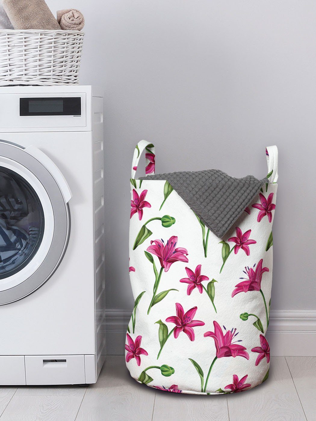 Waschsalons, Wäschesäckchen Kordelzugverschluss Blume für Griffen Blüten-Garten-Kunst Wäschekorb Lily Abakuhaus mit