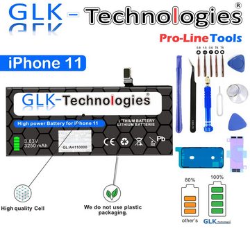 GLK-Technologies High Power Ersatzakku kompatibel mit Apple iPhone 11 inkl. PROFI Werkzeug Set Smartphone-Akku 3250 mAh (3,83 V)