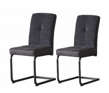 YOZI Sitzbank Essbank mit Rückenlehne BT1 + Freischwing Stühle Webstoff+Metall (1x Essbank + 2st. Freischwinger Esszimmerstühle), frei im Raum stellbar