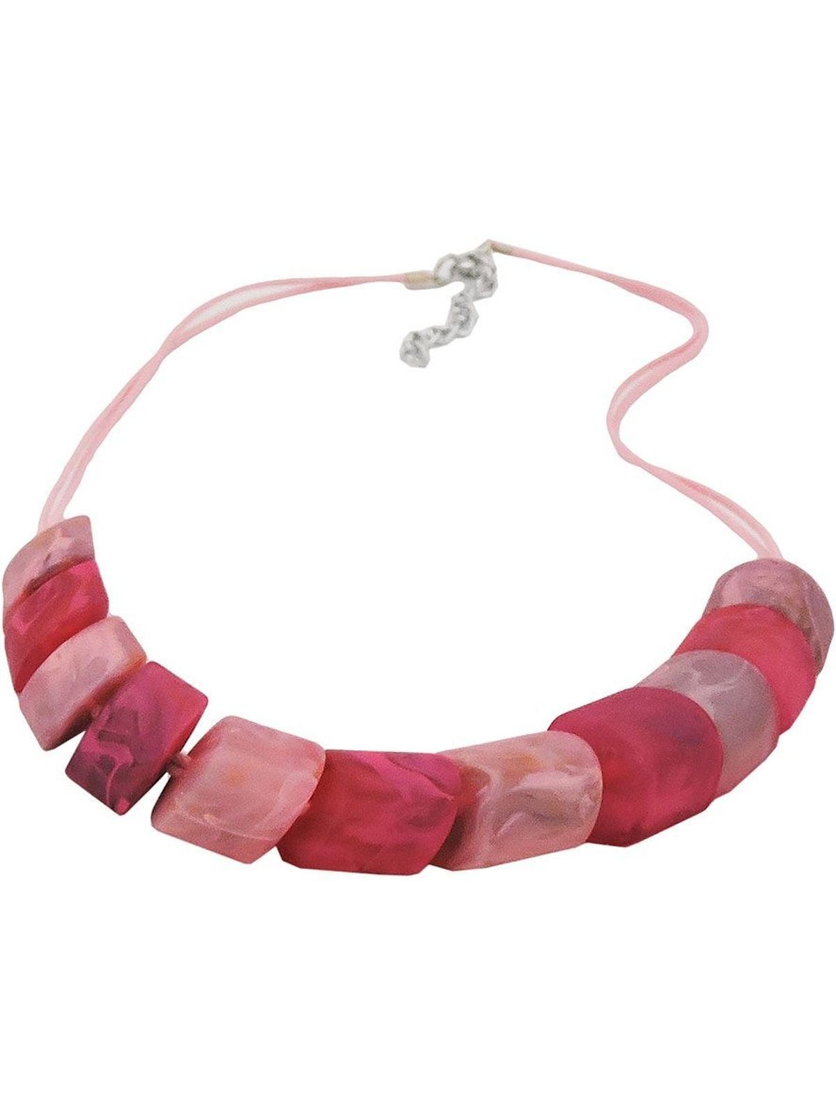 Gallay Perlenkette Schrägperle Kunststoff rosa rosa pink-marmoriert-matt 45cm und (1-tlg) Kordel