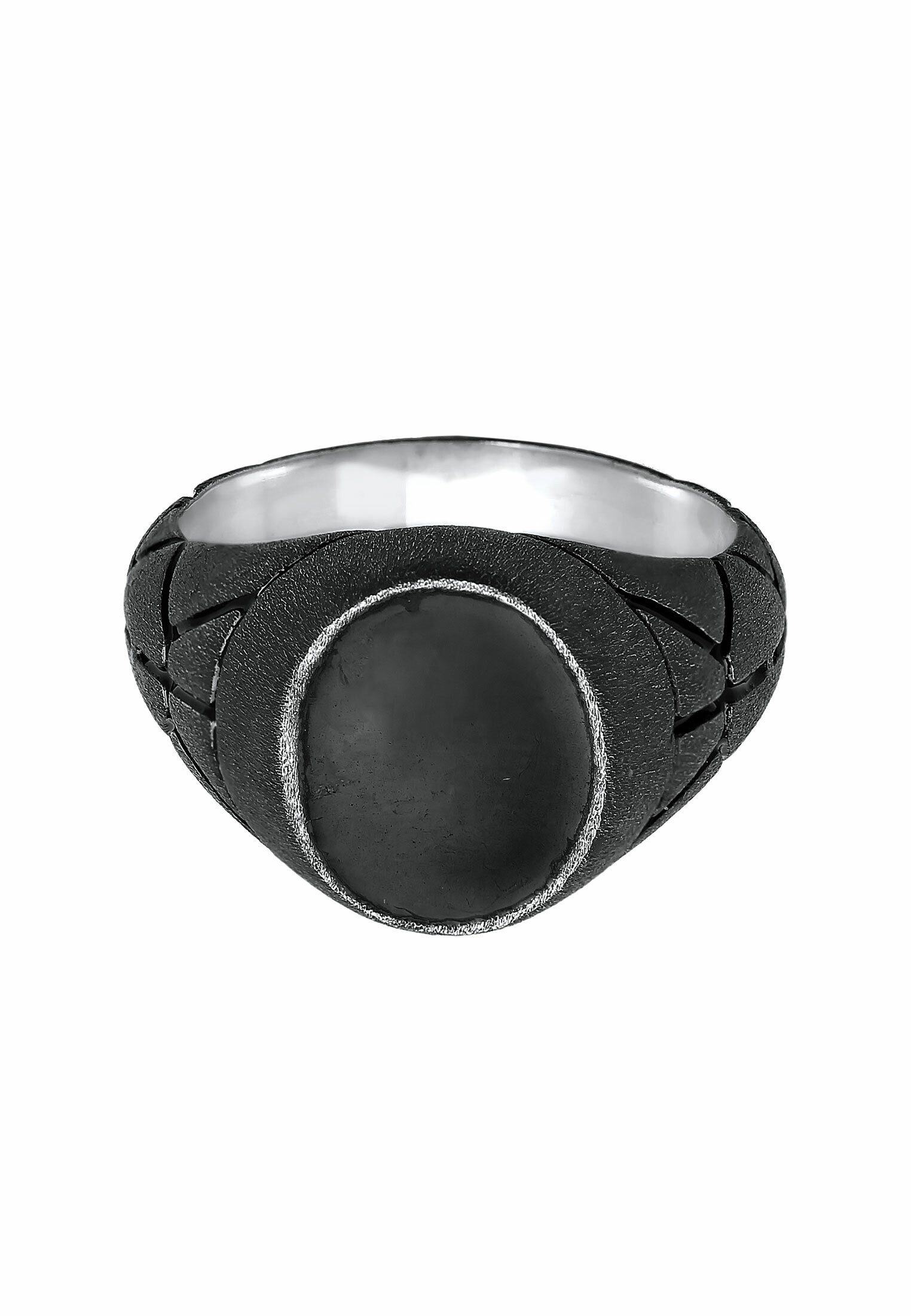 Kuzzoi Siegelring Herren Siegelring Oval Emaille 925er Silber