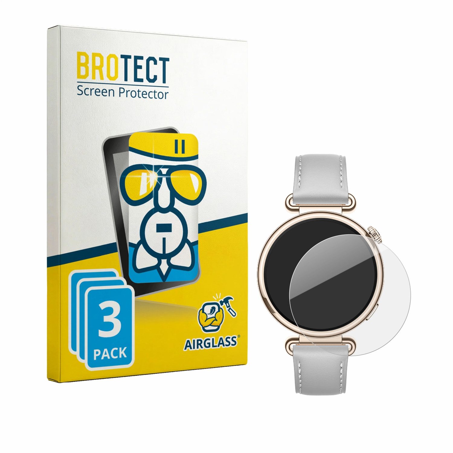 BROTECT Displayschutzglas Folie für Huawei Watch GT 7 (41 mm), 3 Stück, Schutzfolie Glas Panzer Display Schutz klar