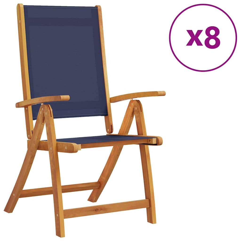 vidaXL Gartenstuhl Klappstühle, 8-teilig, Massivholz und Textilene (8 St), Klappstühle, 8-teilig, Massivholz Akazie und Textilene