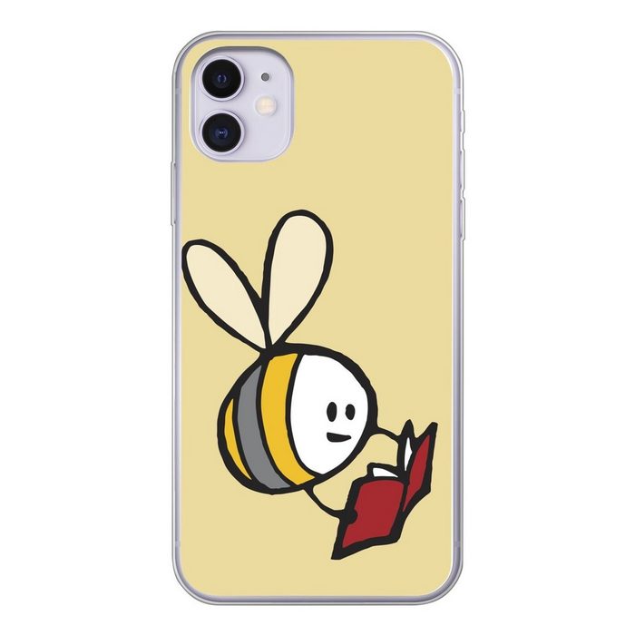 MuchoWow Handyhülle Illustration einer Biene mit einem Buch Handyhülle Apple iPhone 11 Smartphone-Bumper Print Handy
