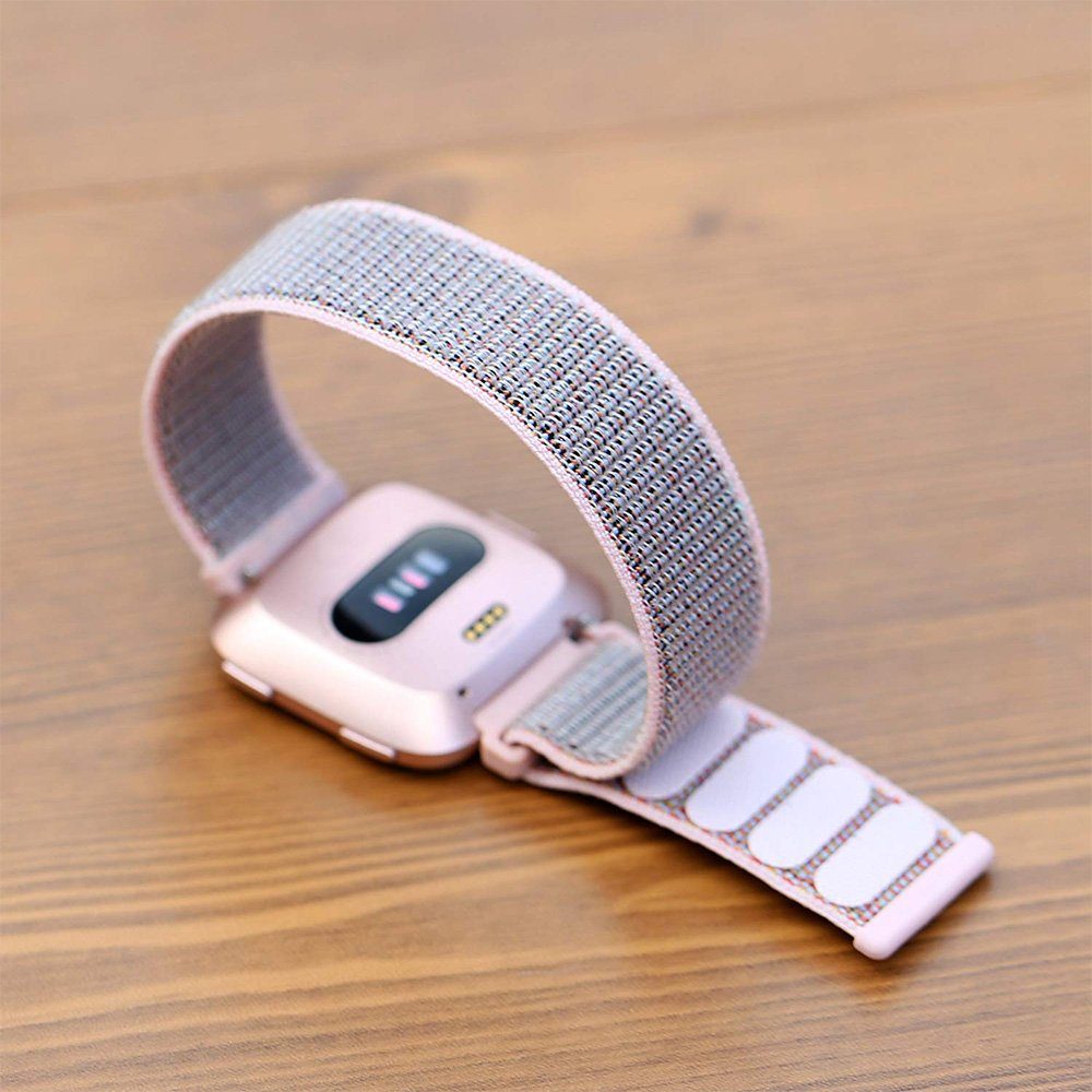 kompatibel lite, (Schwarz/rosa) Band, Nylonbänder 2/ Band, Armband, Fitbit mit KINSI Watch versa Smartwatch-Armband Uhrenarmband, Versa/
