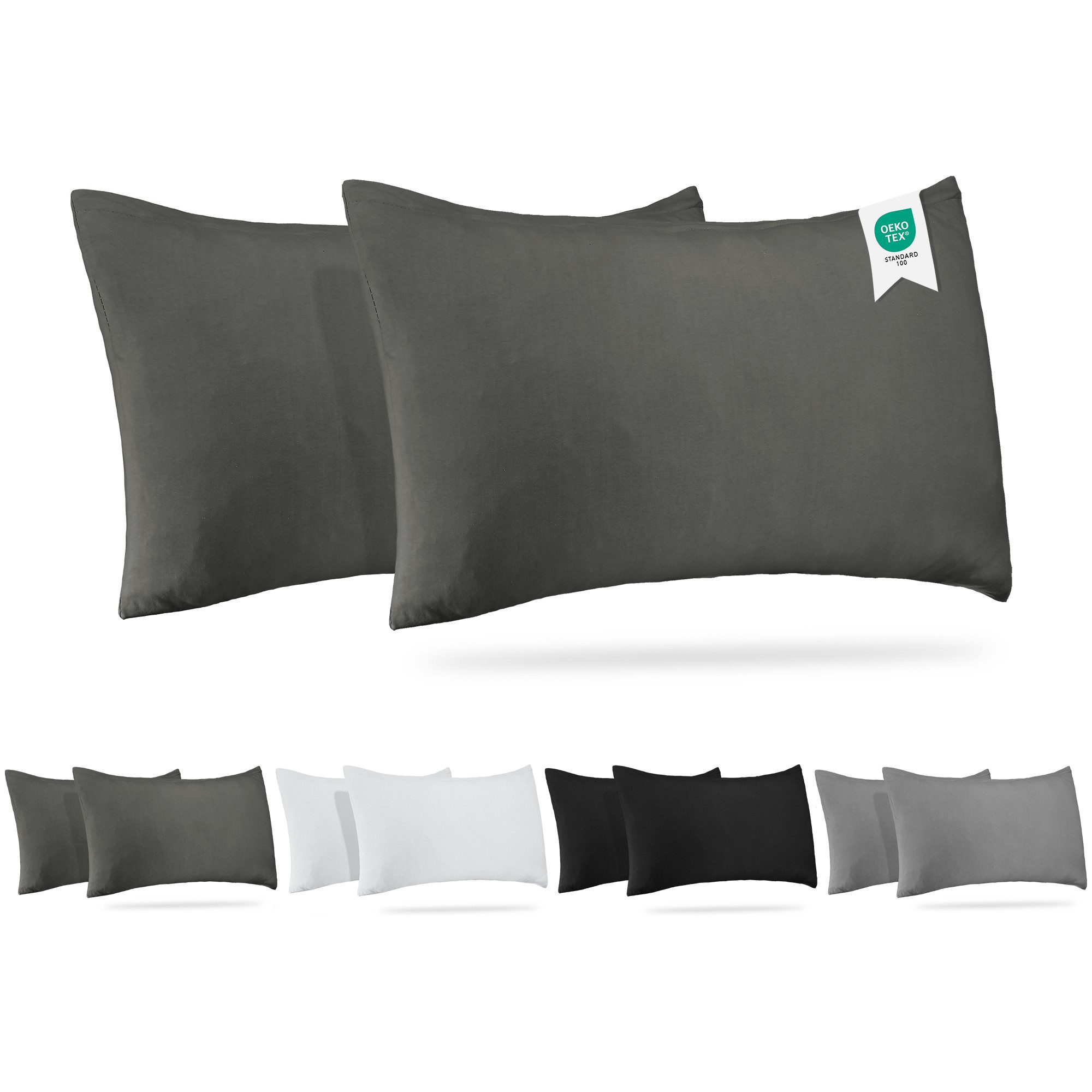 BARBONS Kissenbezug 100% Baumwolle Kissenbezug, weiche Kopfkissenbezug, Kissenhülle, (2 Stück), 165 g/m², Jersey