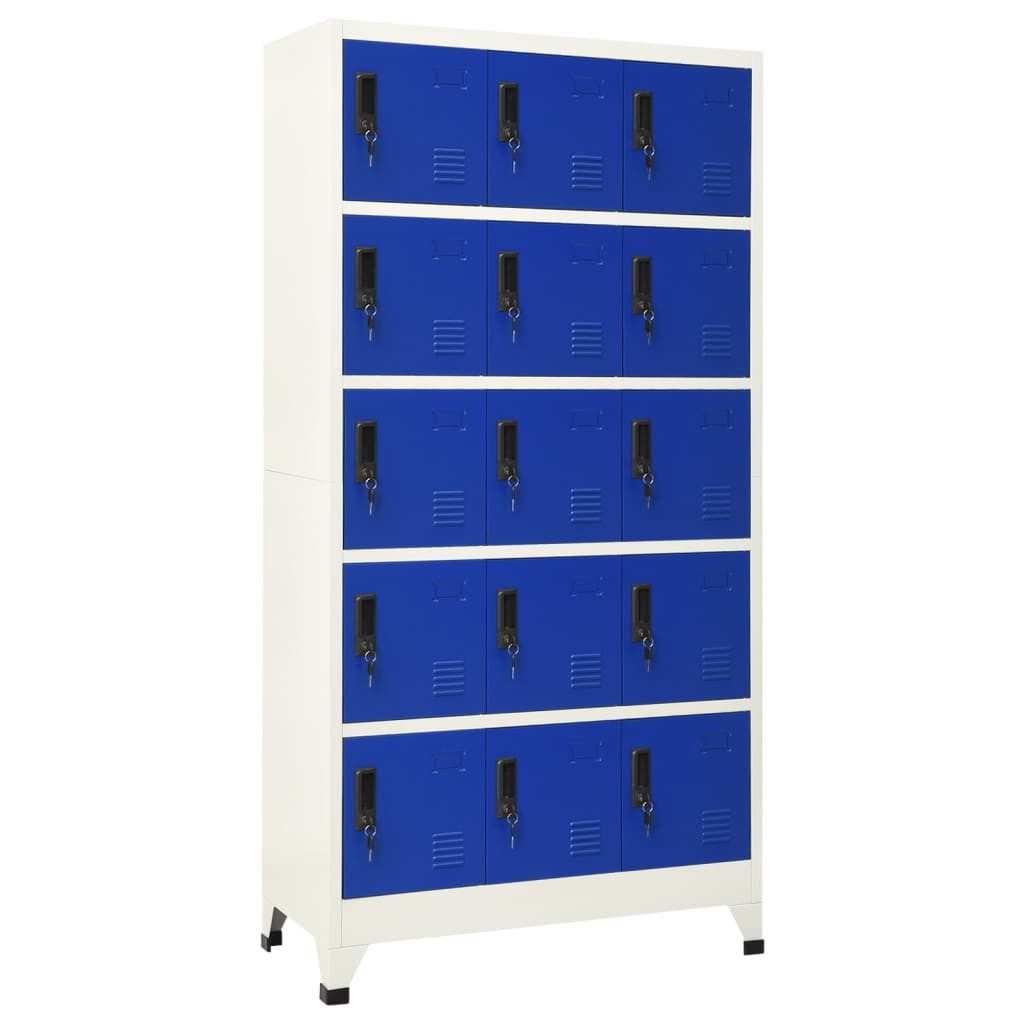vidaXL Spind Schließfachschrank Grau und Blau 90x40x180 cm Stahl