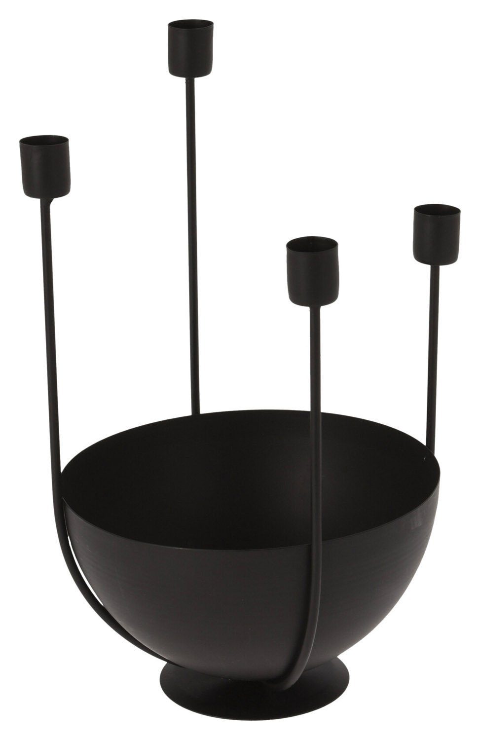 Kerzenständer Adventskranz MARA, Ø 22 x H 31 cm, Schwarz, Metall, geeignet für Stabkerzen, mit integrierter Dekoschale