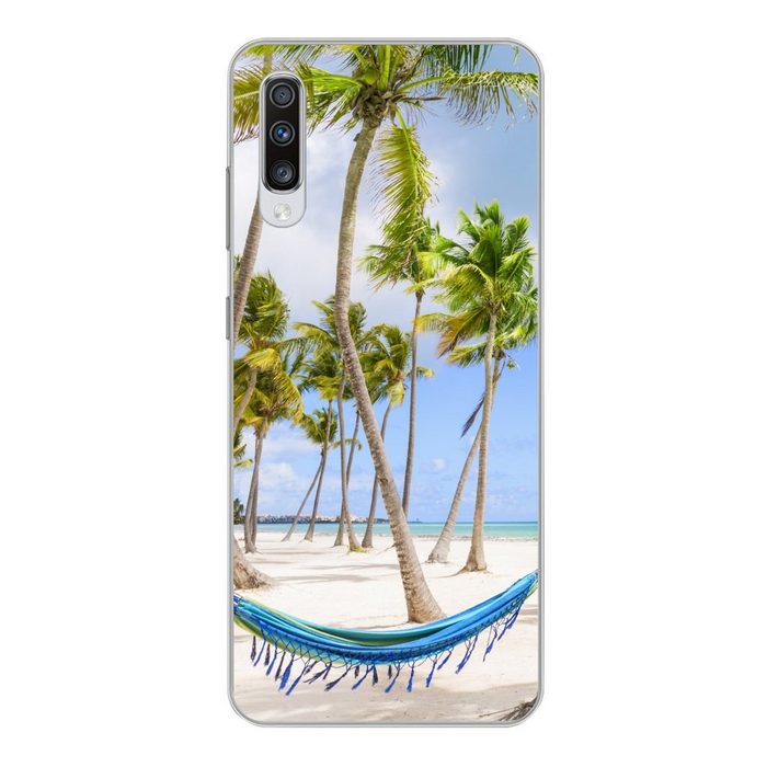 MuchoWow Handyhülle Hängematte - Strand - Palmen Phone Case Handyhülle Samsung Galaxy A70 Silikon Schutzhülle