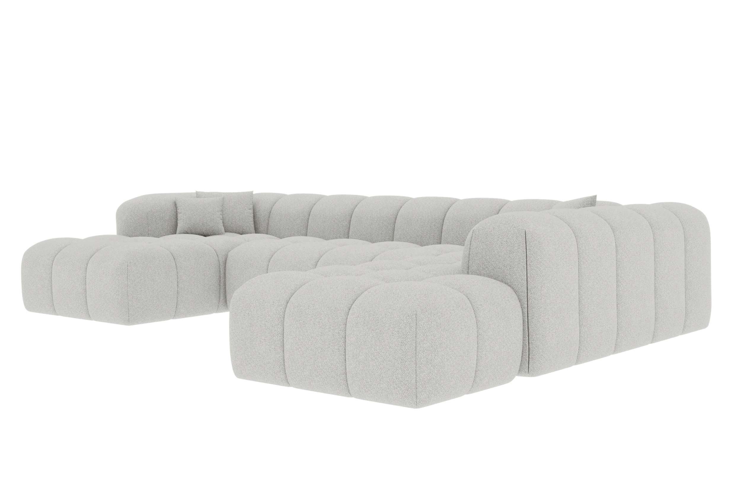 99rooms Wohnlandschaft Livorno XXL, Sofa, U-Form, Rundumbezug aus gepolstertem Strukturstoff NEVE
