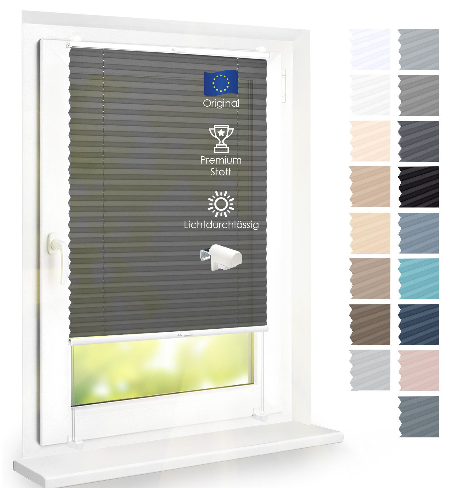 DomDeco Plissee Premium Plissee ohne Bohren, Sichtschutz, lichtdurchlässig, blickdicht, Klemmfix, Klemmfix, UV-beständig, modernes Design, stufenlos