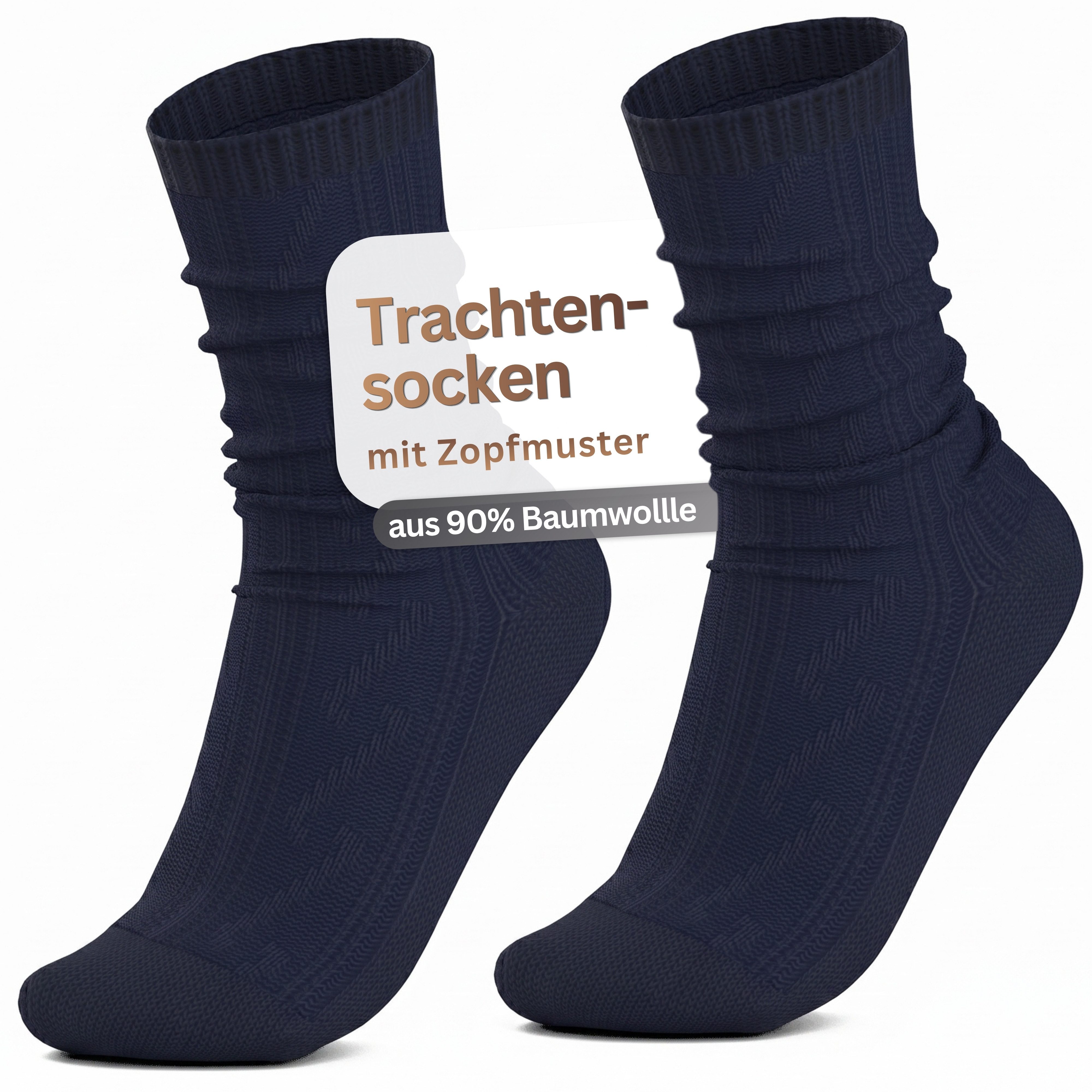 MEDOLY Trachtensocken Schoppersocke aus 90% Baumwolle Trachtenstrümpfe (1 Paar) mit Zopfmuster