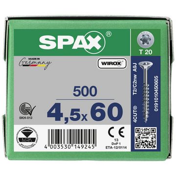 SPAX Schraube SPAX 0191010450605 Holzschraube 4.5 mm 60 mm T-STAR plus Stahl WIR