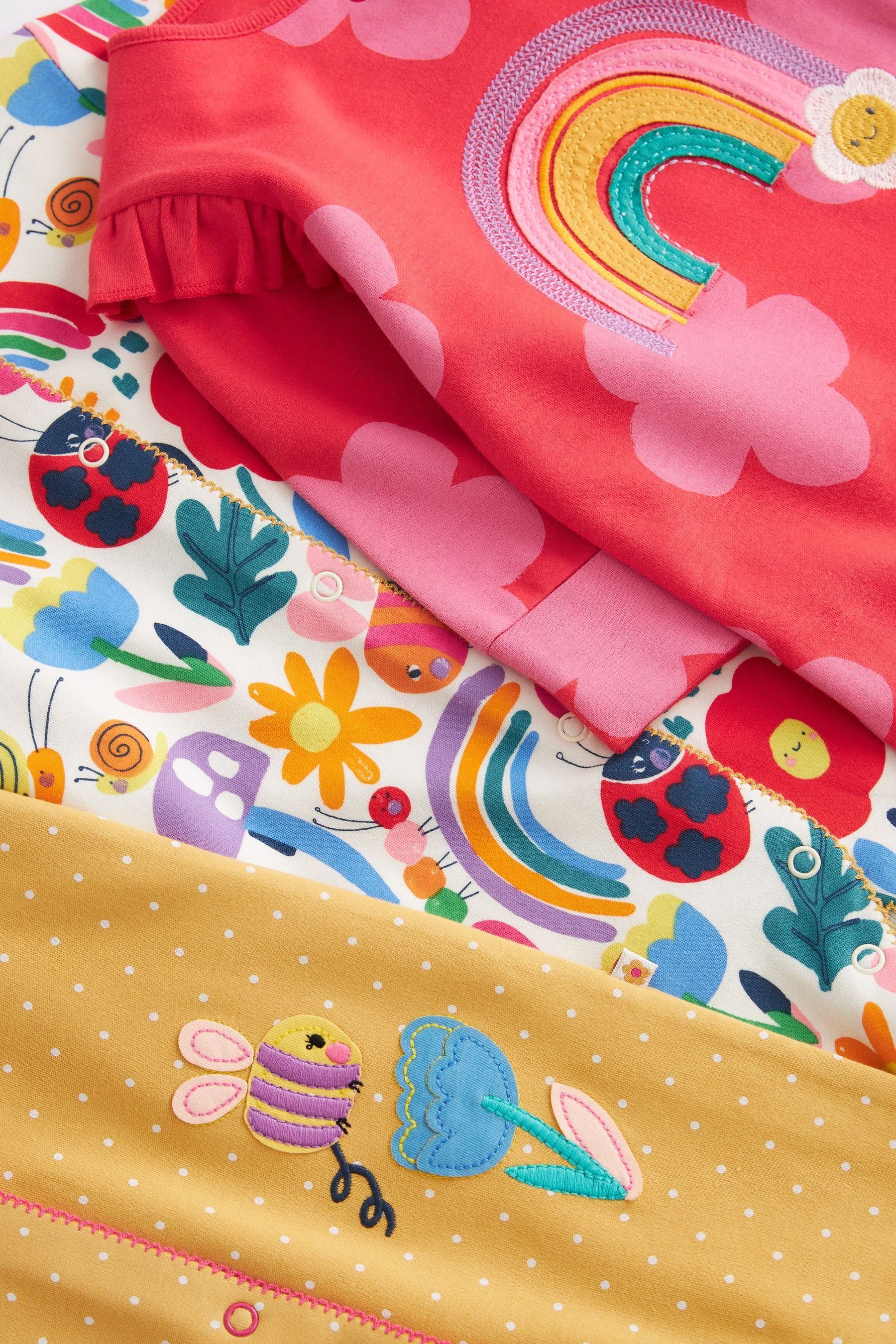 Next Schlafoverall Babyschlafanzüge mit Füßen, Bright 3er-Pack (3-tlg) Multi