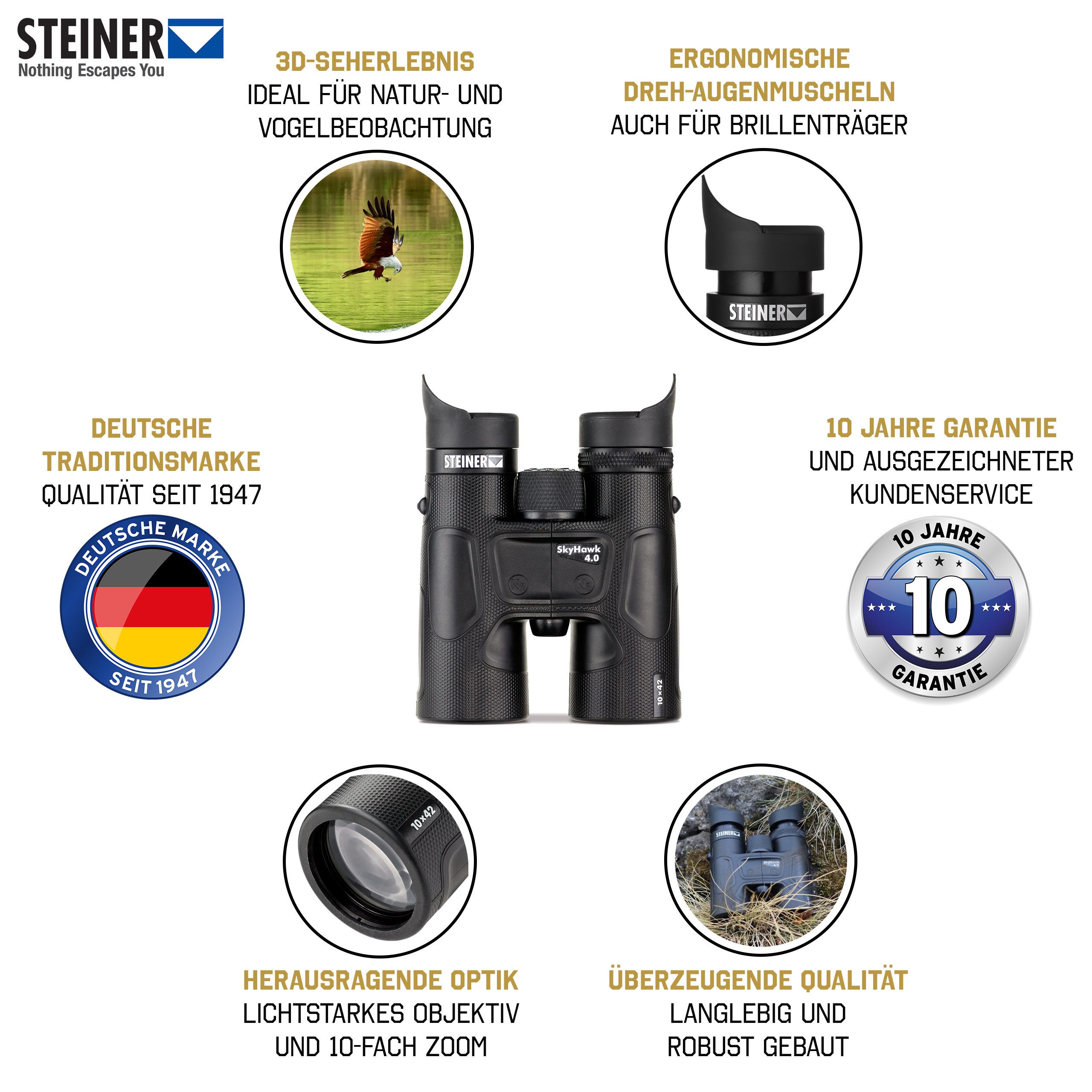 Steiner Skyhawk 10x42 Fernglas (Vogelbeobachtung, Zoom, scharfe Details) – Bild 2 von 5