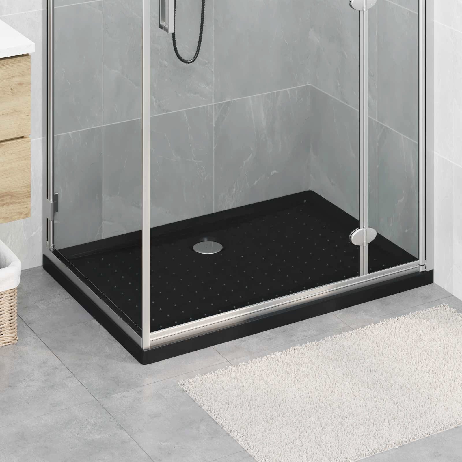 vidaXL Duschwanne Duschbodenablage mit Punkten 100 x 70 x 4 cm ABS Schwarz, Rechteckig, 1-St.
