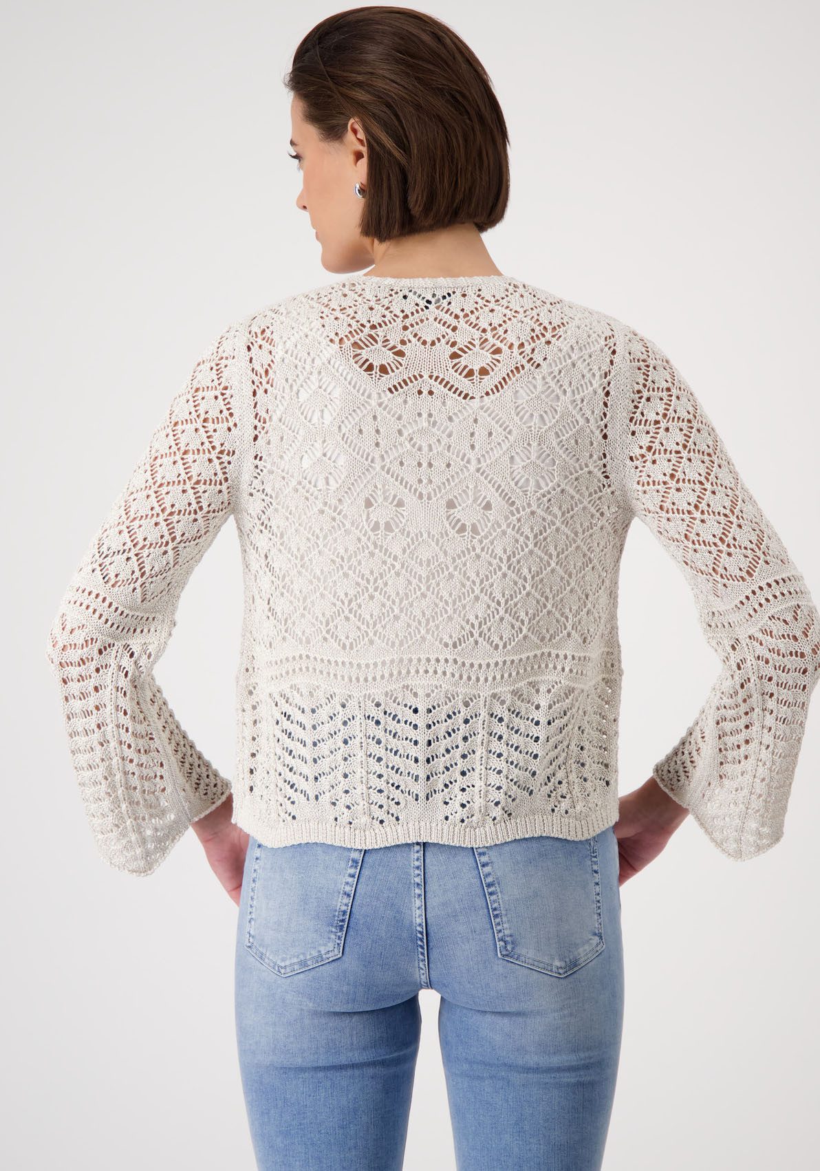 Monari Ajourstrickjacke mit Bändchen als Verschluss günstig online kaufen
