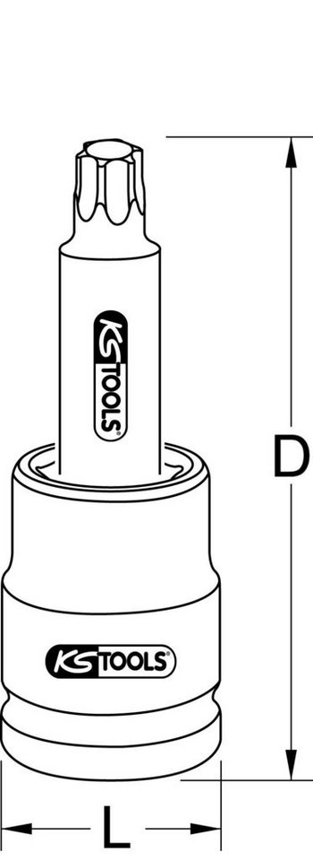 Thumbnail - KS Tools Stecknuss 1" Kraft-Bit-Stecknuss Torx, lang, T80