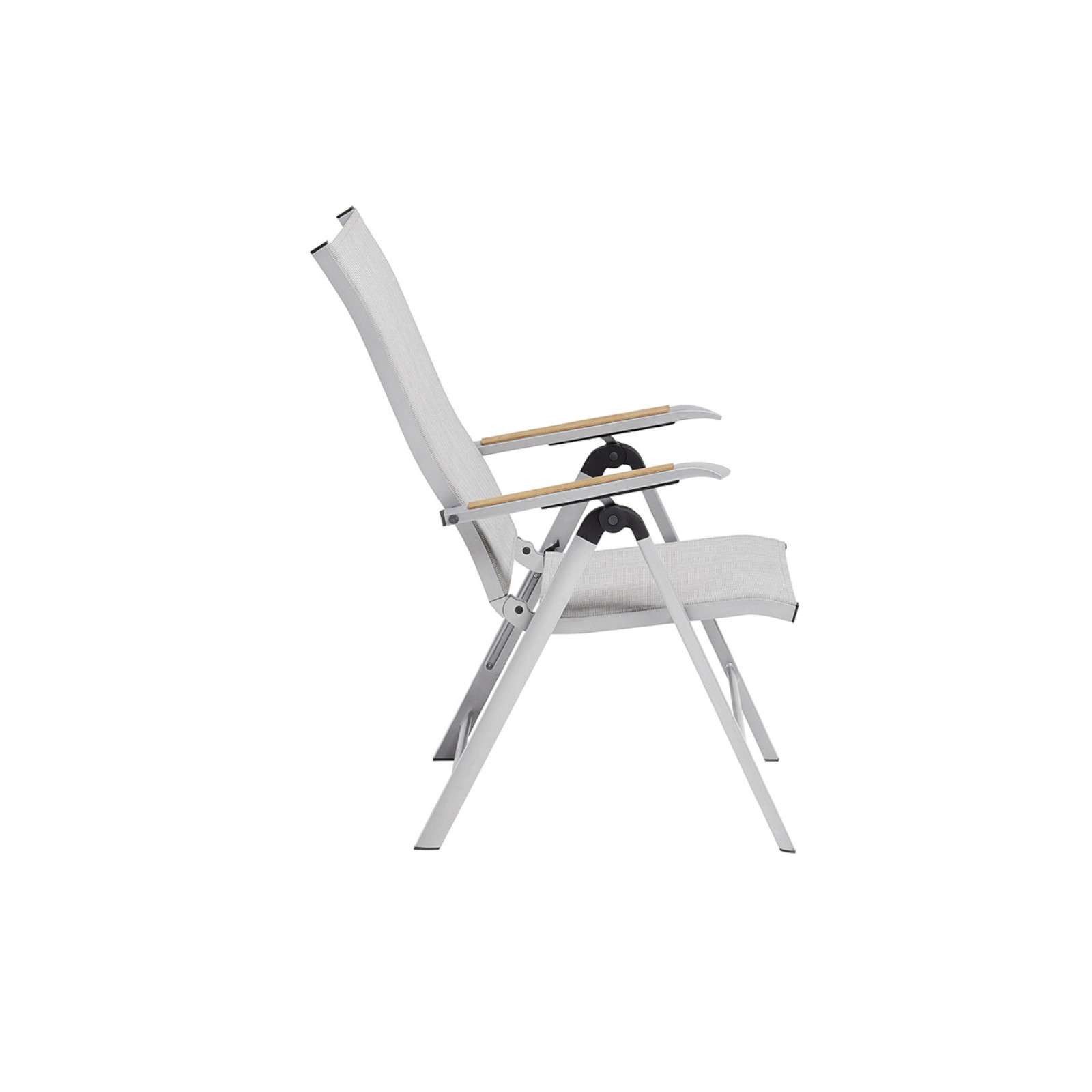 KETTLER Gartenstuhl DIAMOND Multipositionssessel silber / hellgrau Teak